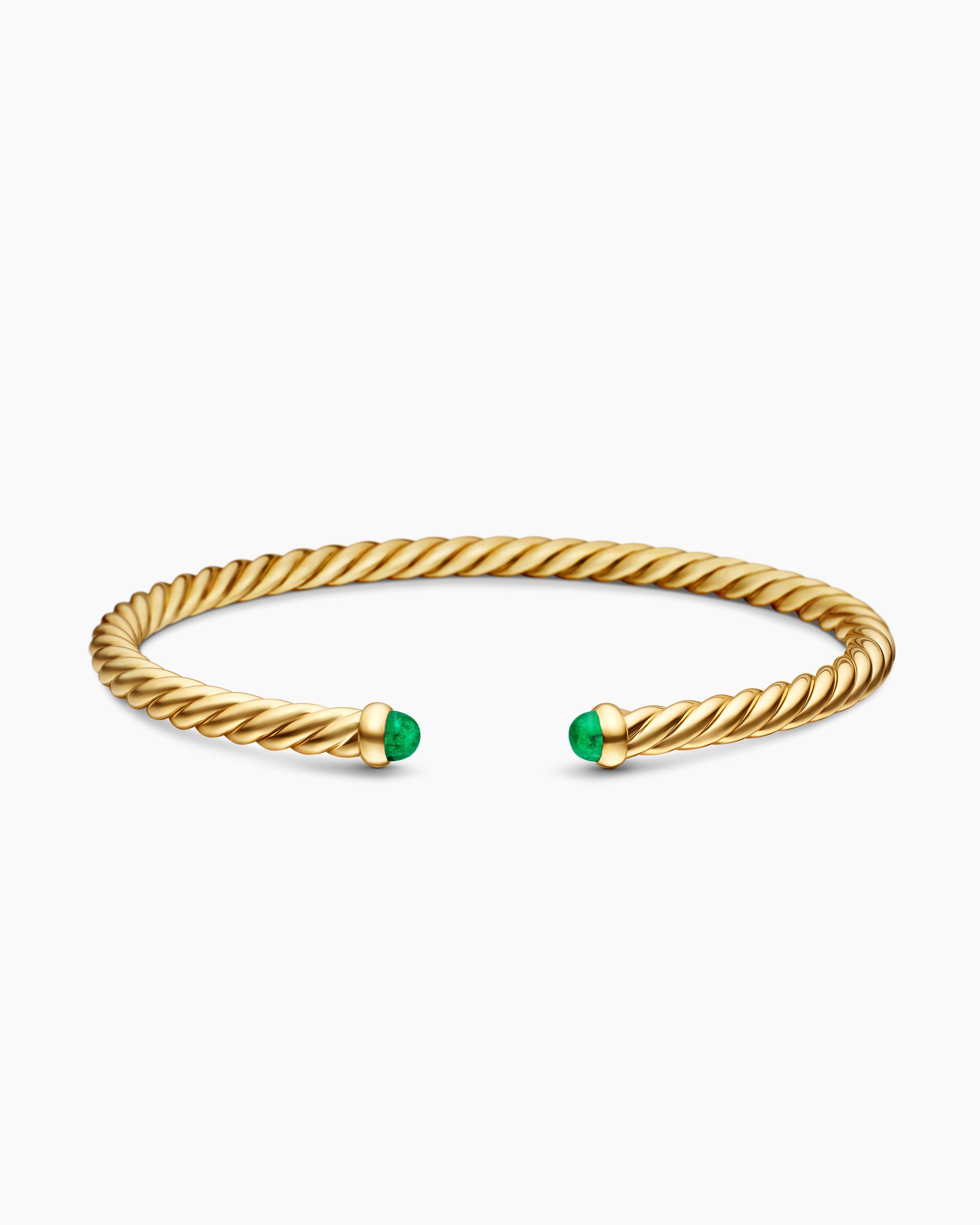 Cablespira Flex Bracelet in 18K Yellow Gold with Emeralds, 4mm - Image 4