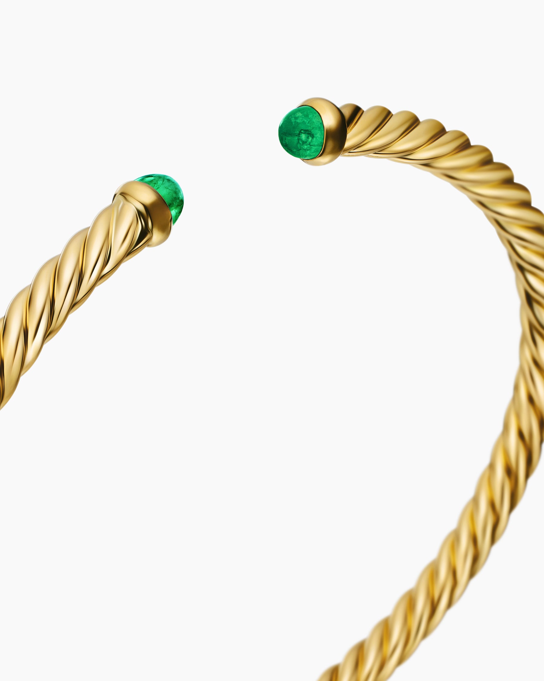 Cablespira Flex Bracelet in 18K Yellow Gold with Emeralds, 4mm - Image 5
