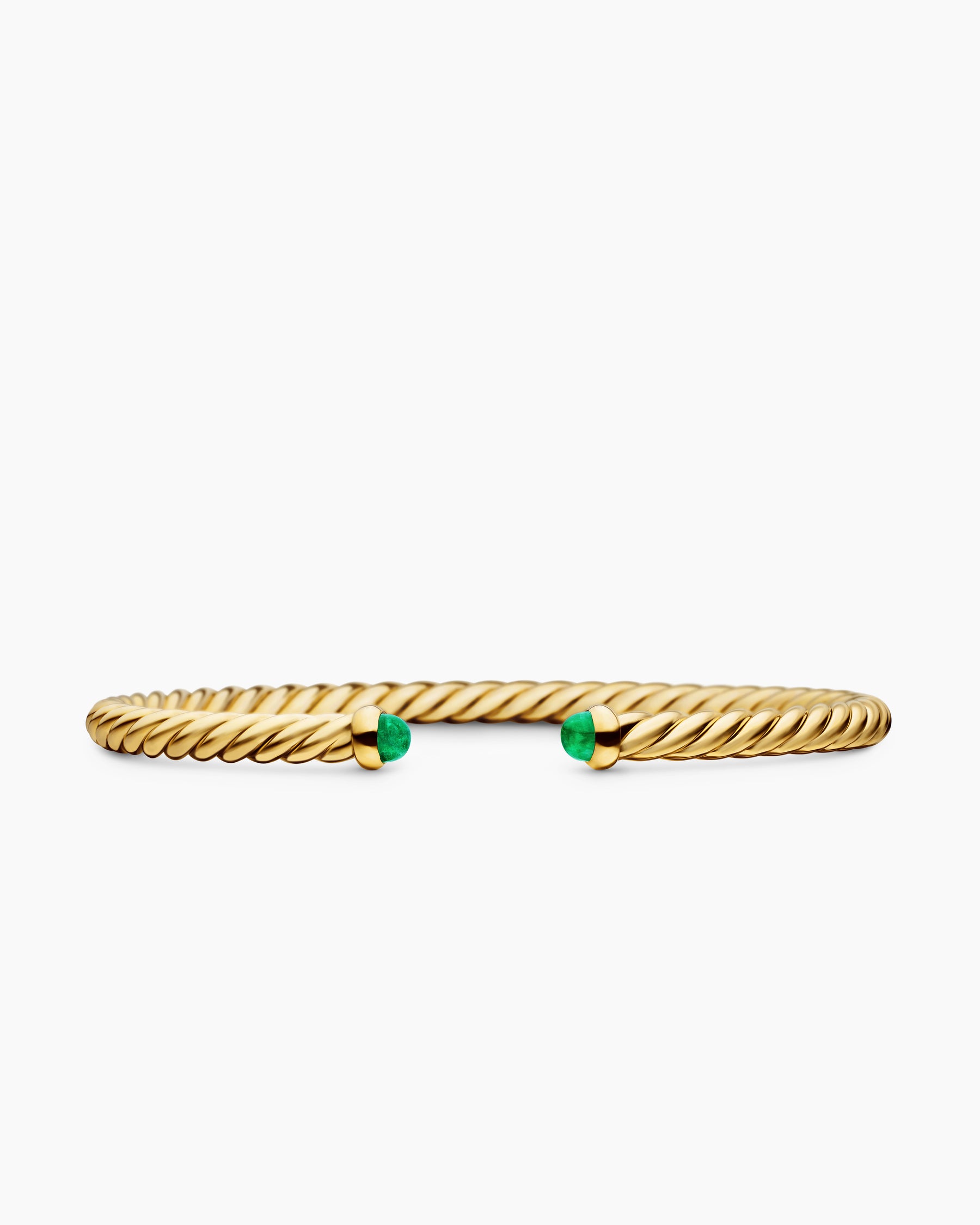 Cablespira Flex Bracelet in 18K Yellow Gold with Emeralds, 4mm