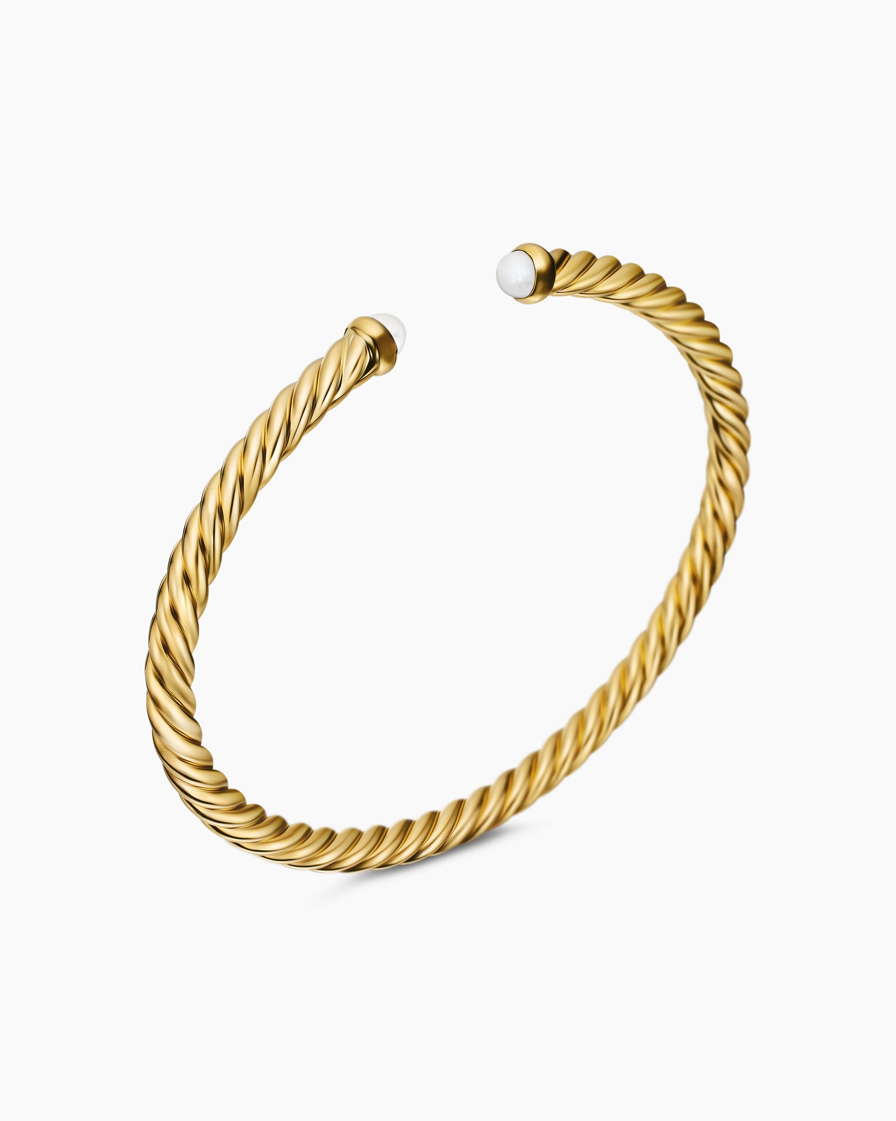 Cablespira Flex Bracelet in 18K Yellow Gold with Pearls, 4mm - Image 3