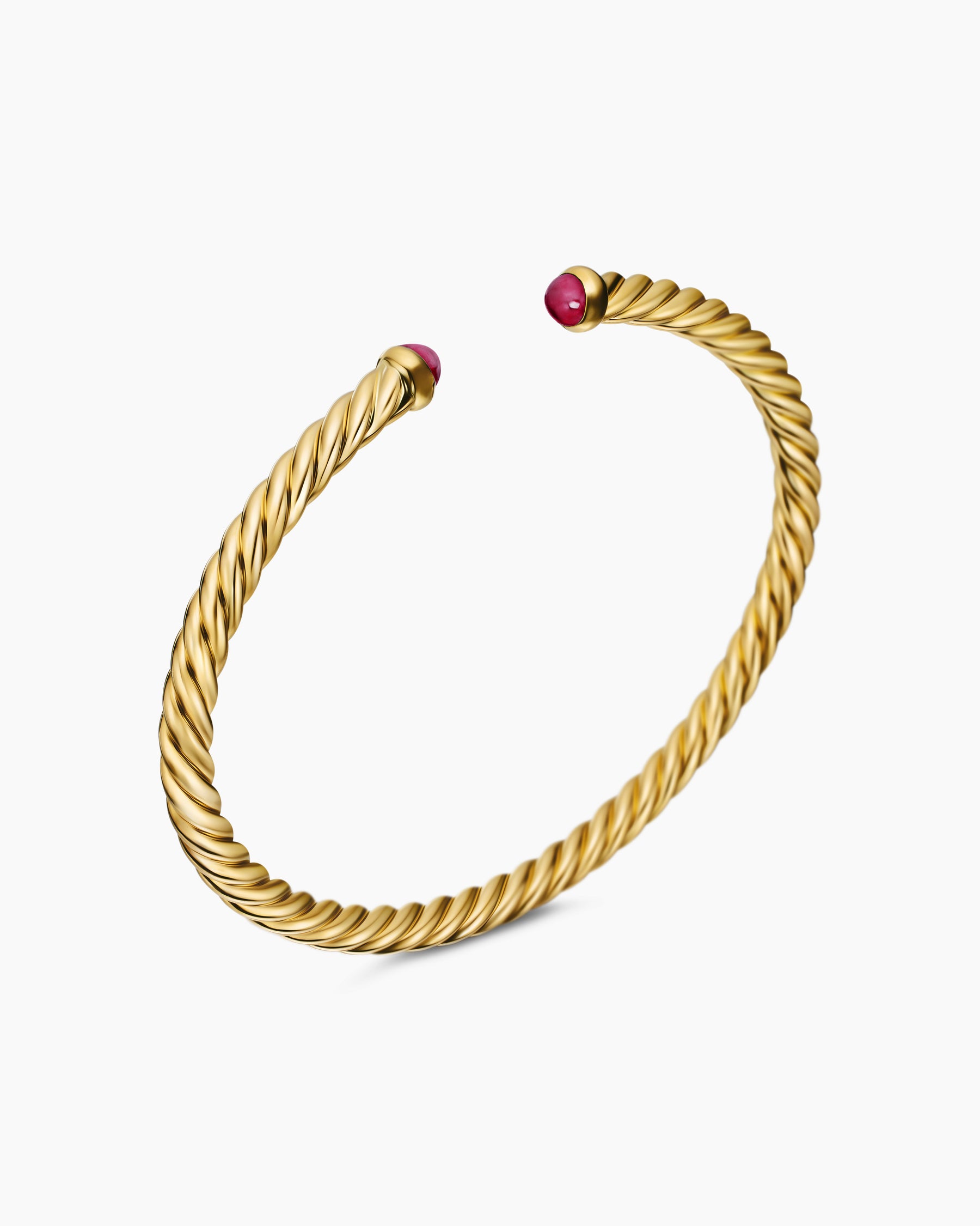Cablespira Flex Bracelet in 18K Yellow Gold with Rubies, 4mm - Image 3