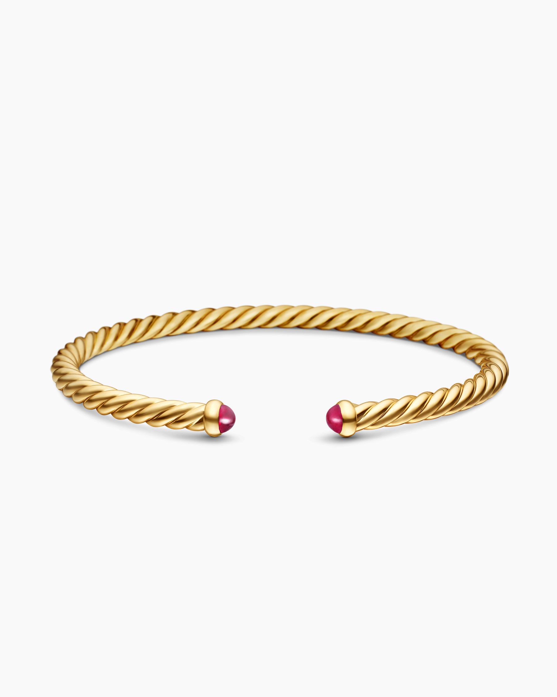 Cablespira Flex Bracelet in 18K Yellow Gold with Rubies, 4mm - Image 4