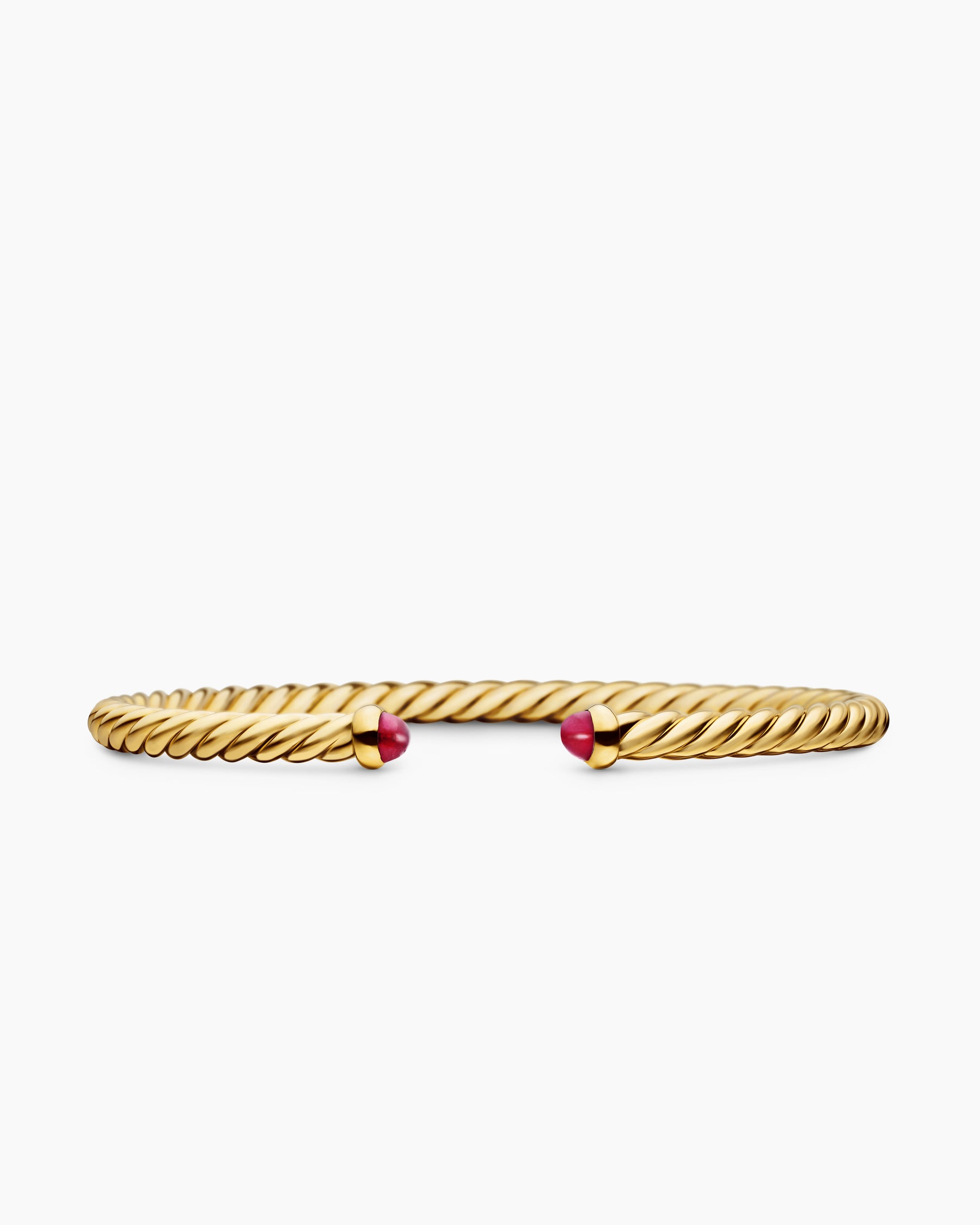 Cablespira Flex Bracelet in 18K Yellow Gold with Rubies, 4mm