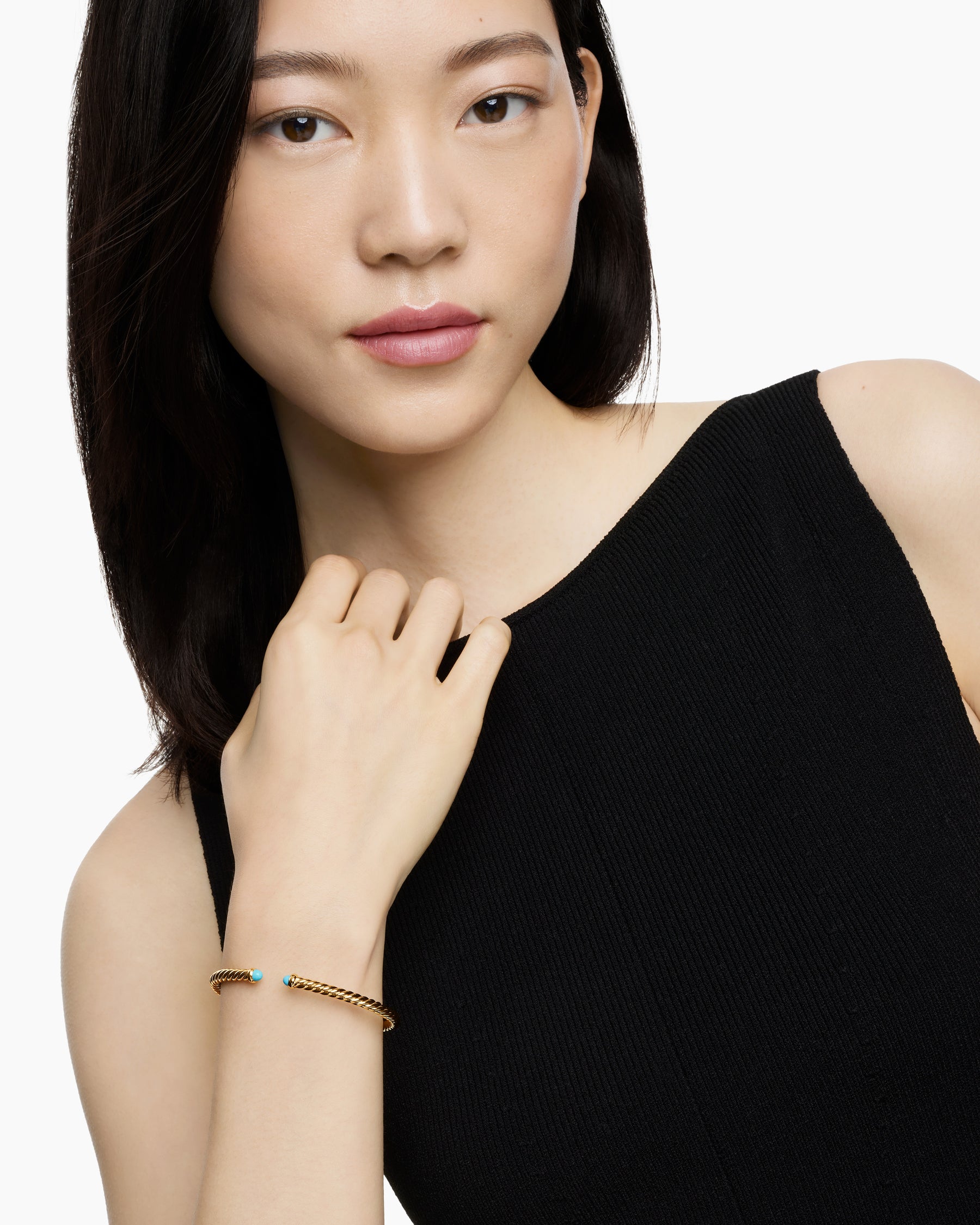 Alternative view of Cablespira Flex Bracelet in 18K Yellow Gold with Turquoise, 4mm