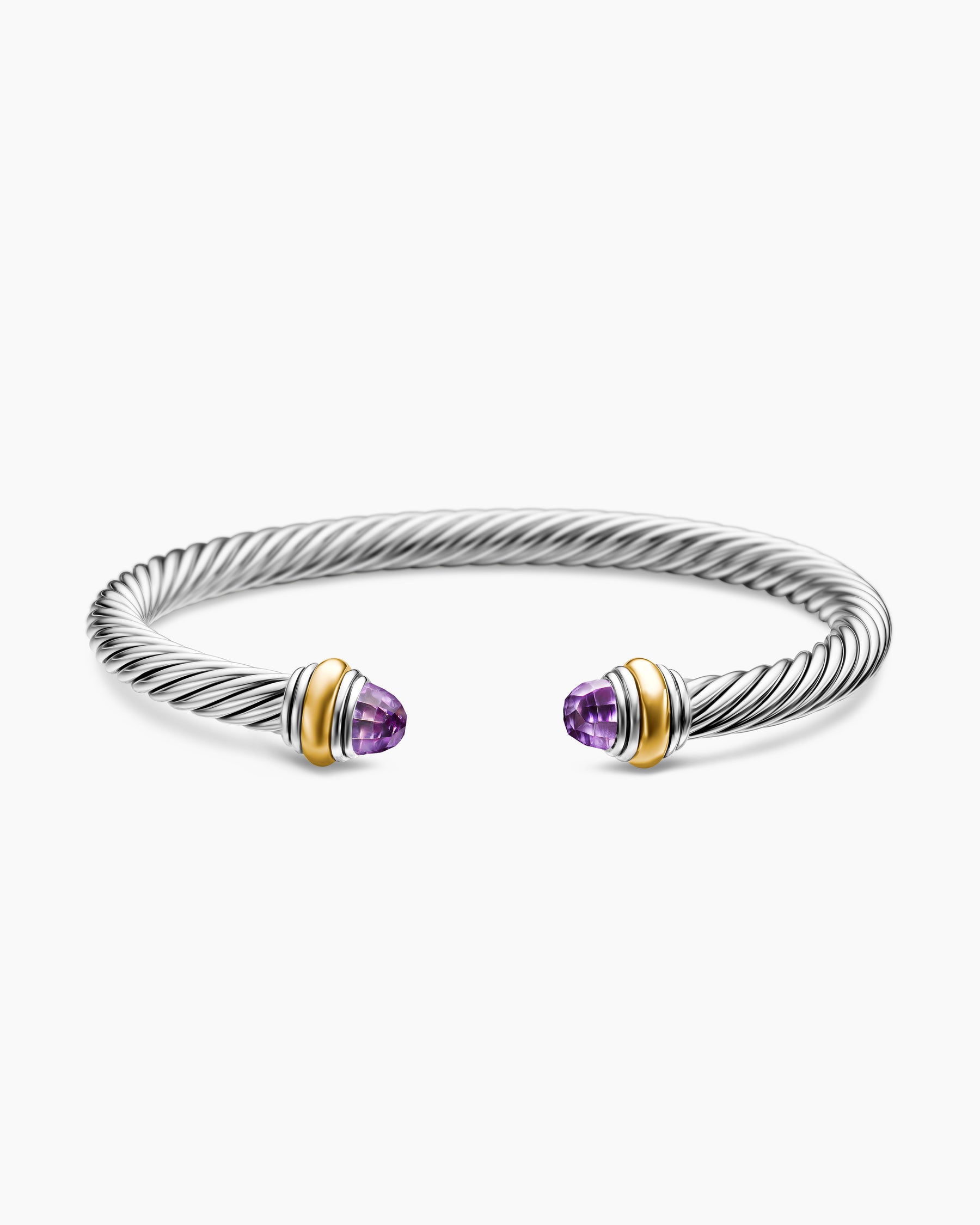 Classic Cable Bracelet in Sterling Silver with 14K Yellow Gold and Amethyst, 5mm - Image 4