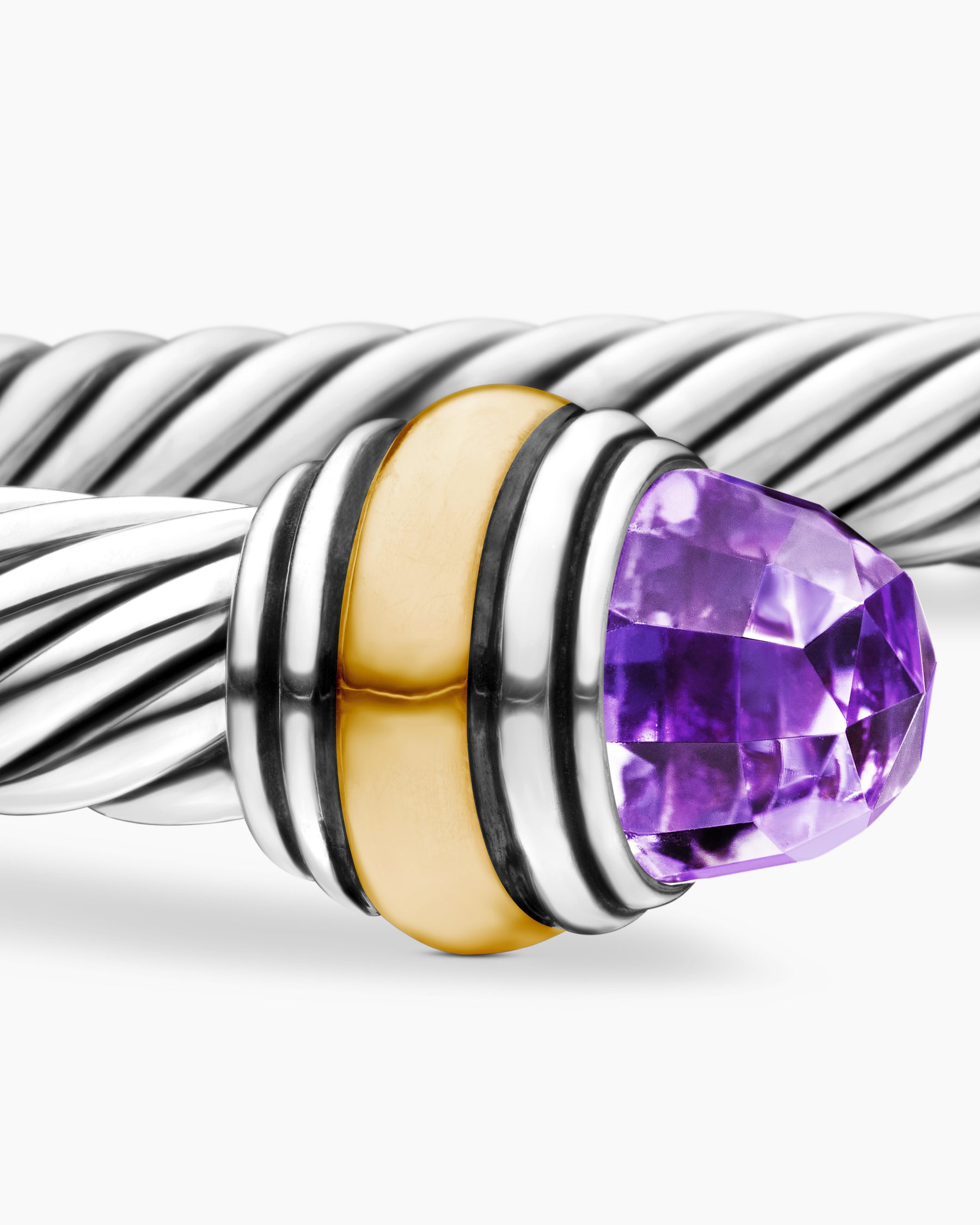 Classic Cable Bracelet in Sterling Silver with 14K Yellow Gold and Amethyst, 5mm - Image 6