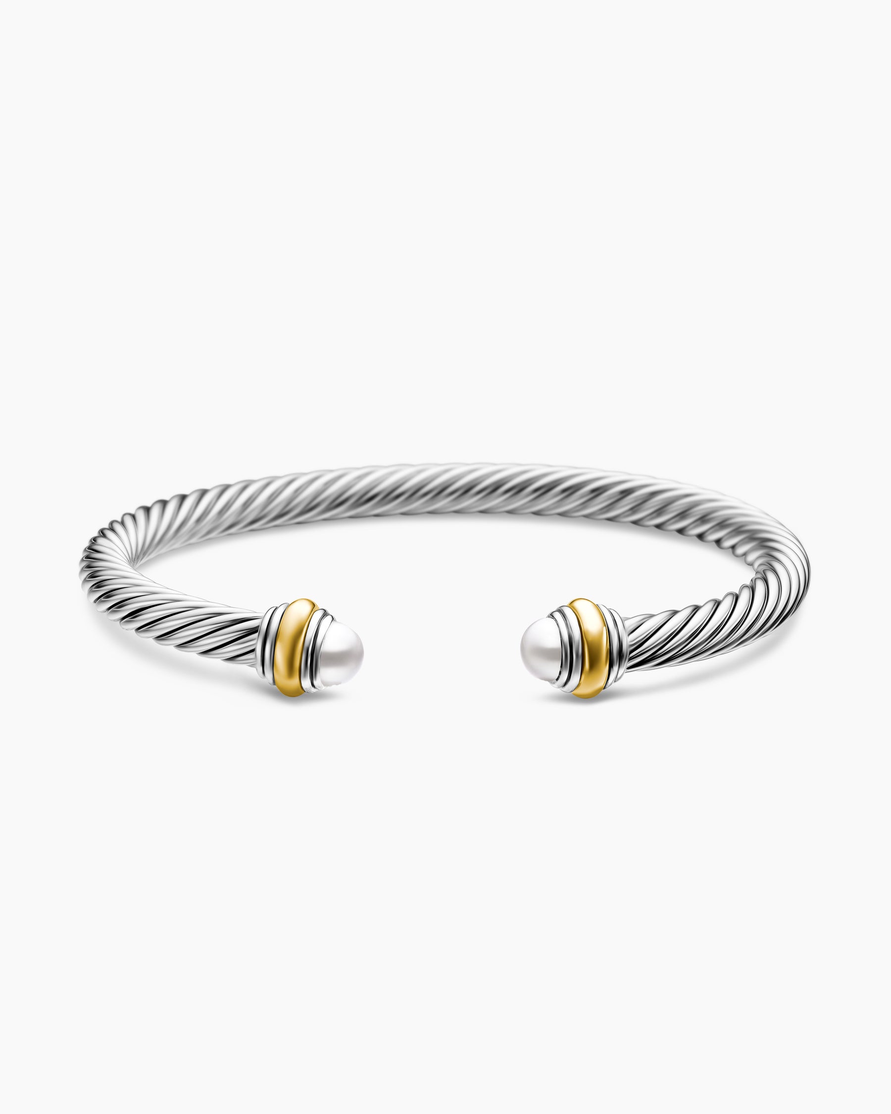 Classic Cable Bracelet in Sterling Silver with 14K Yellow Gold and Pearls, 5mm - Image 4