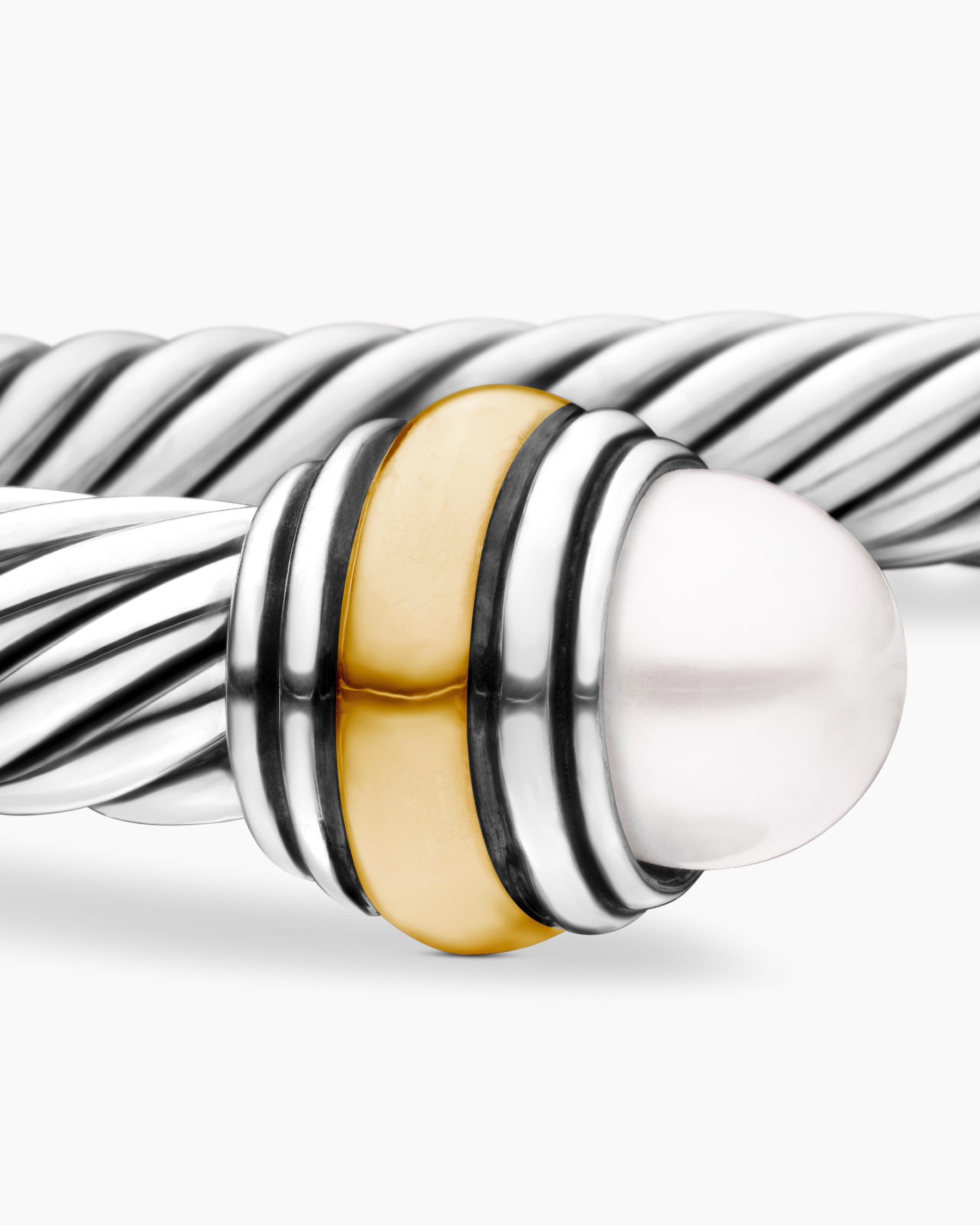 Classic Cable Bracelet in Sterling Silver with 14K Yellow Gold and Pearls, 5mm - Image 6