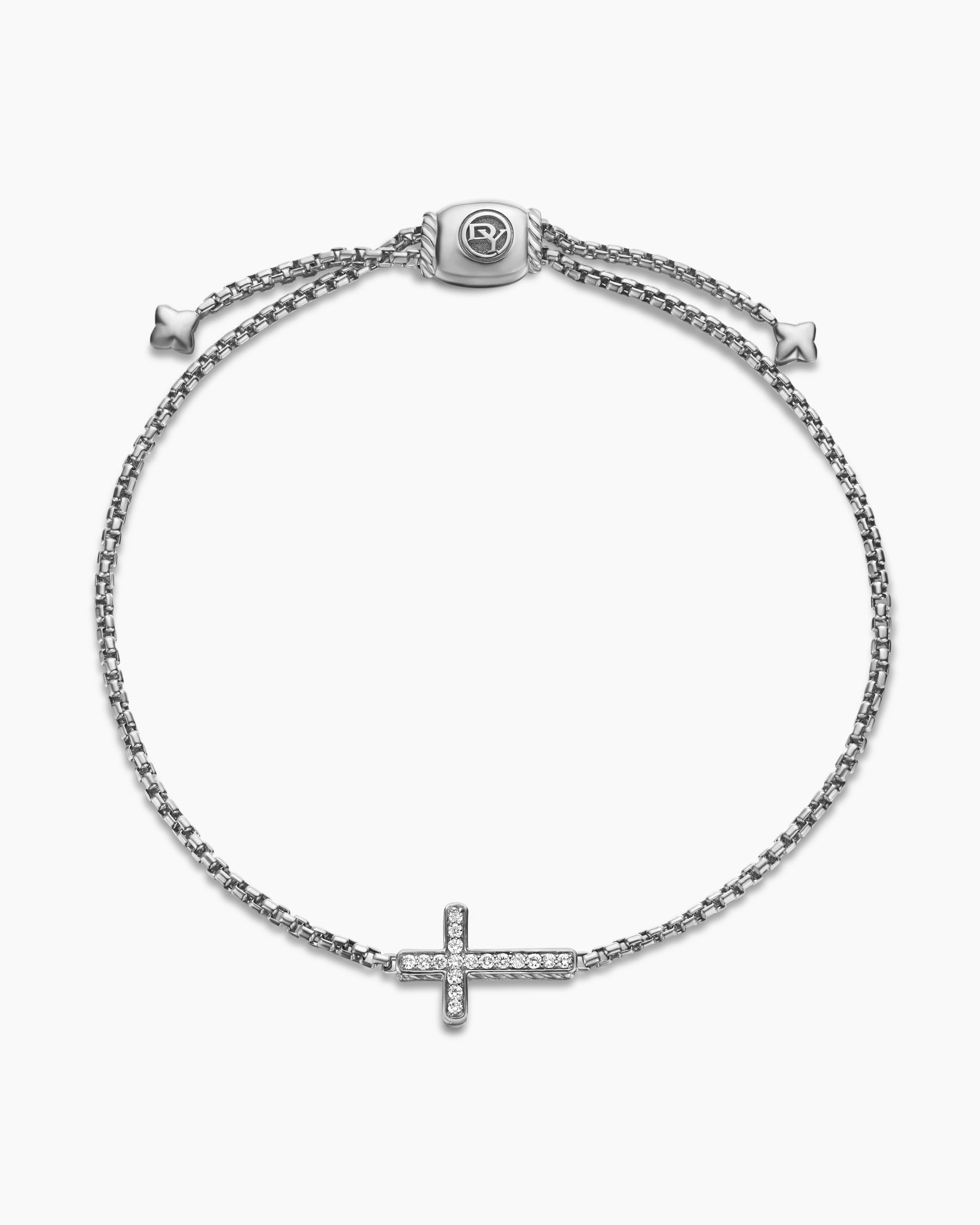 Petite Pavé Cross Chain Bracelet in Sterling Silver with Diamonds, 1.7mm - Image 3