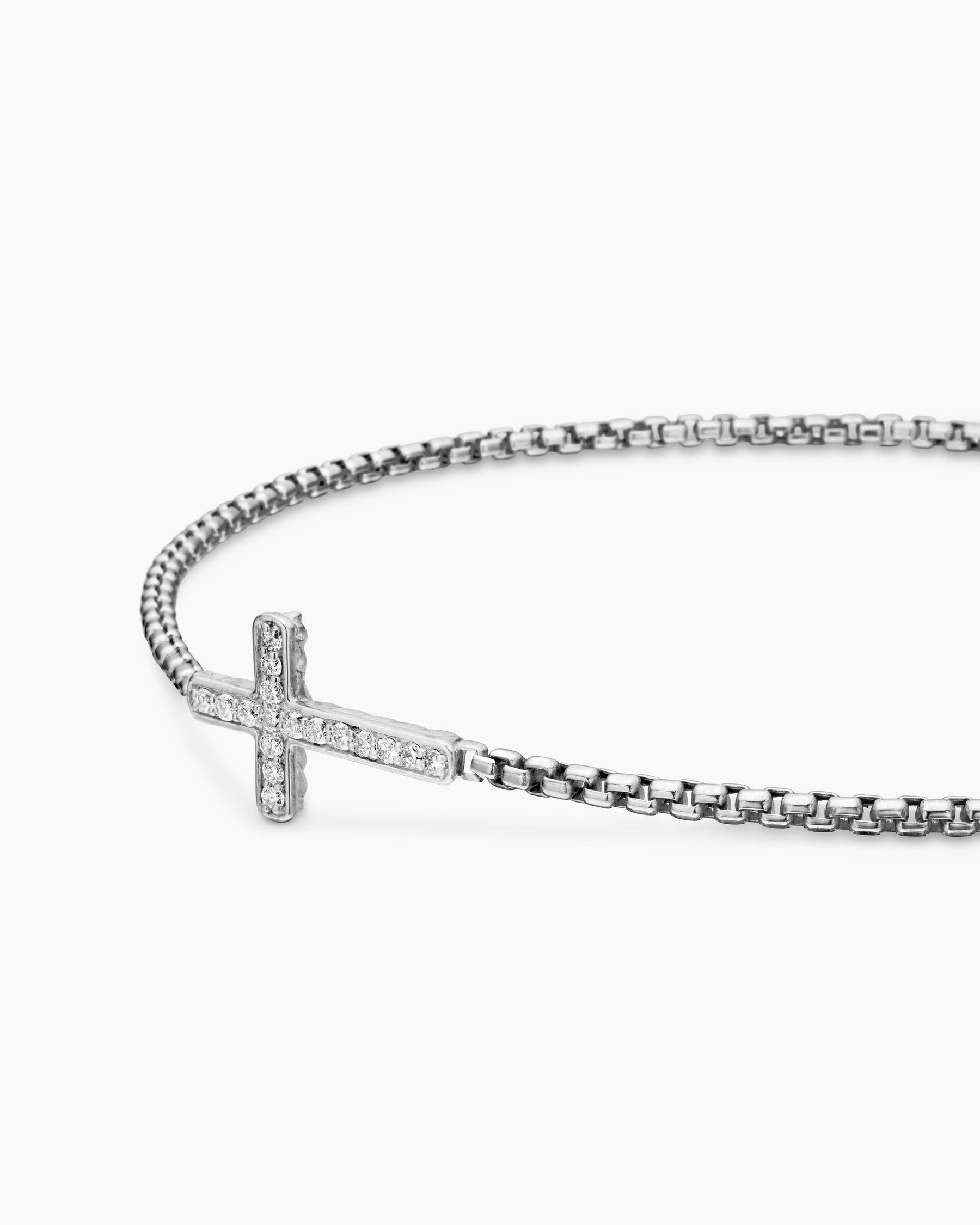 Petite Pavé Cross Chain Bracelet in Sterling Silver with Diamonds, 1.7mm - Image 5