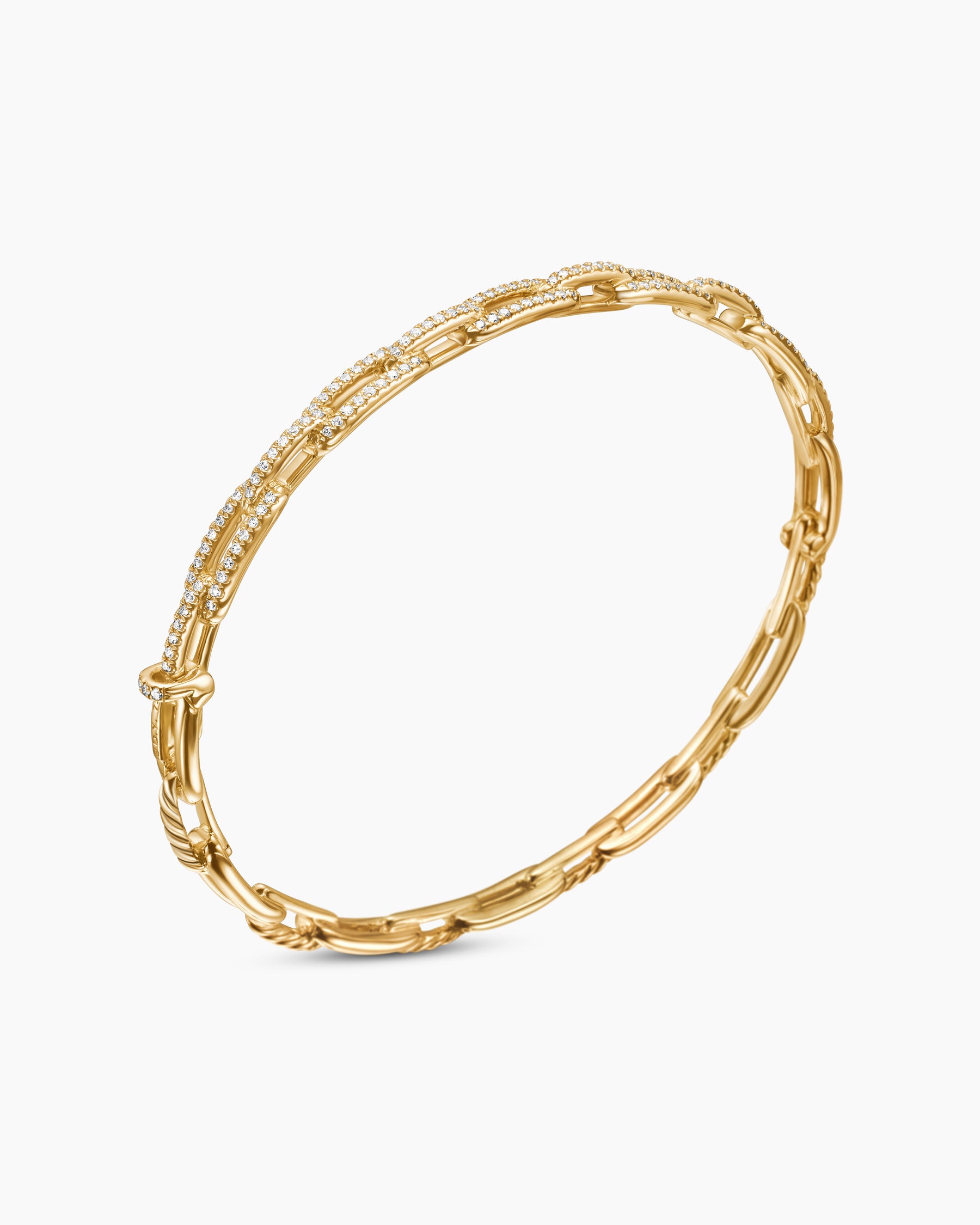 Stax Chain Link Bracelet in 18K Yellow Gold with Diamonds, 4mm - Image 3