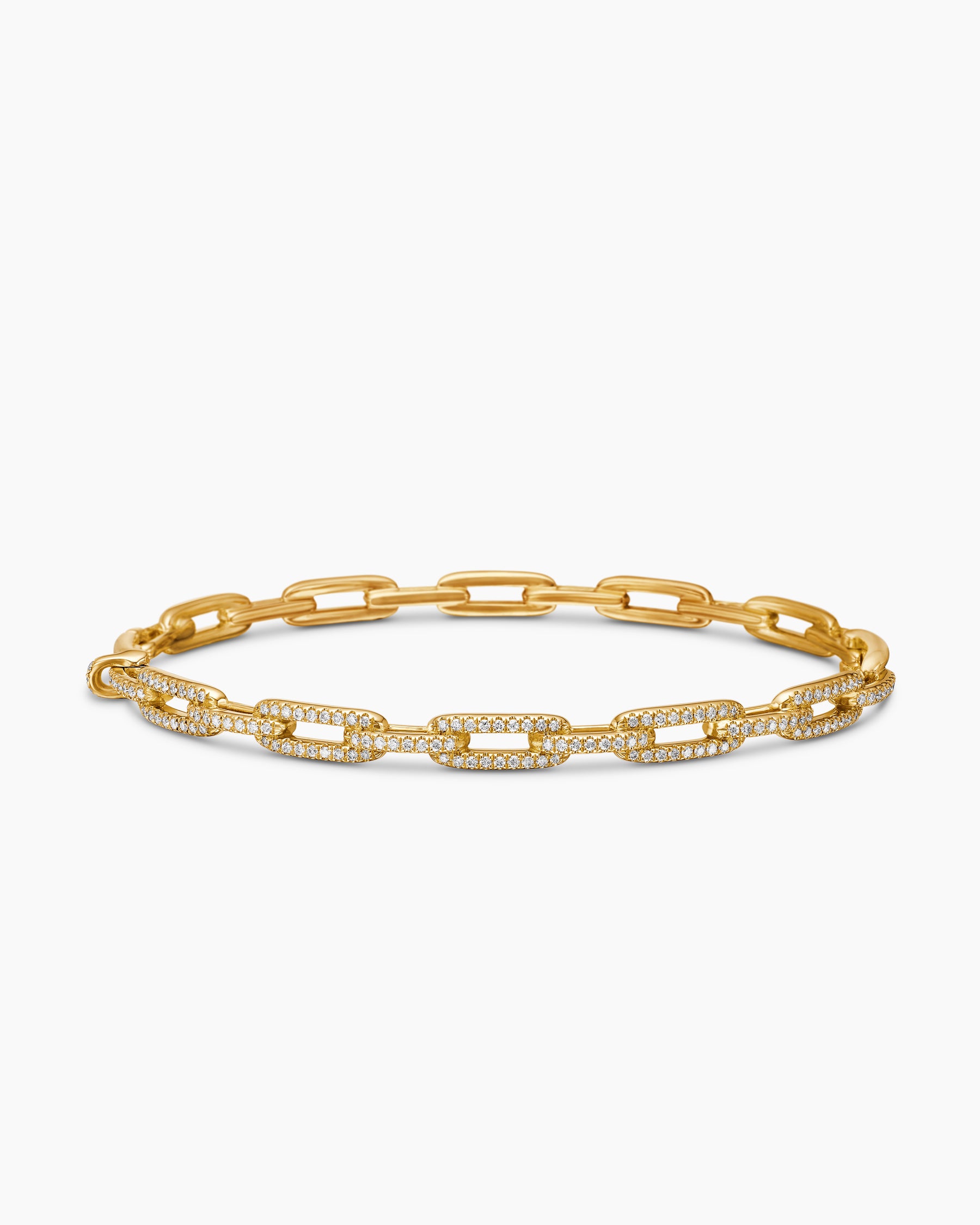Stax Chain Link Bracelet in 18K Yellow Gold with Diamonds, 4mm - Image 4