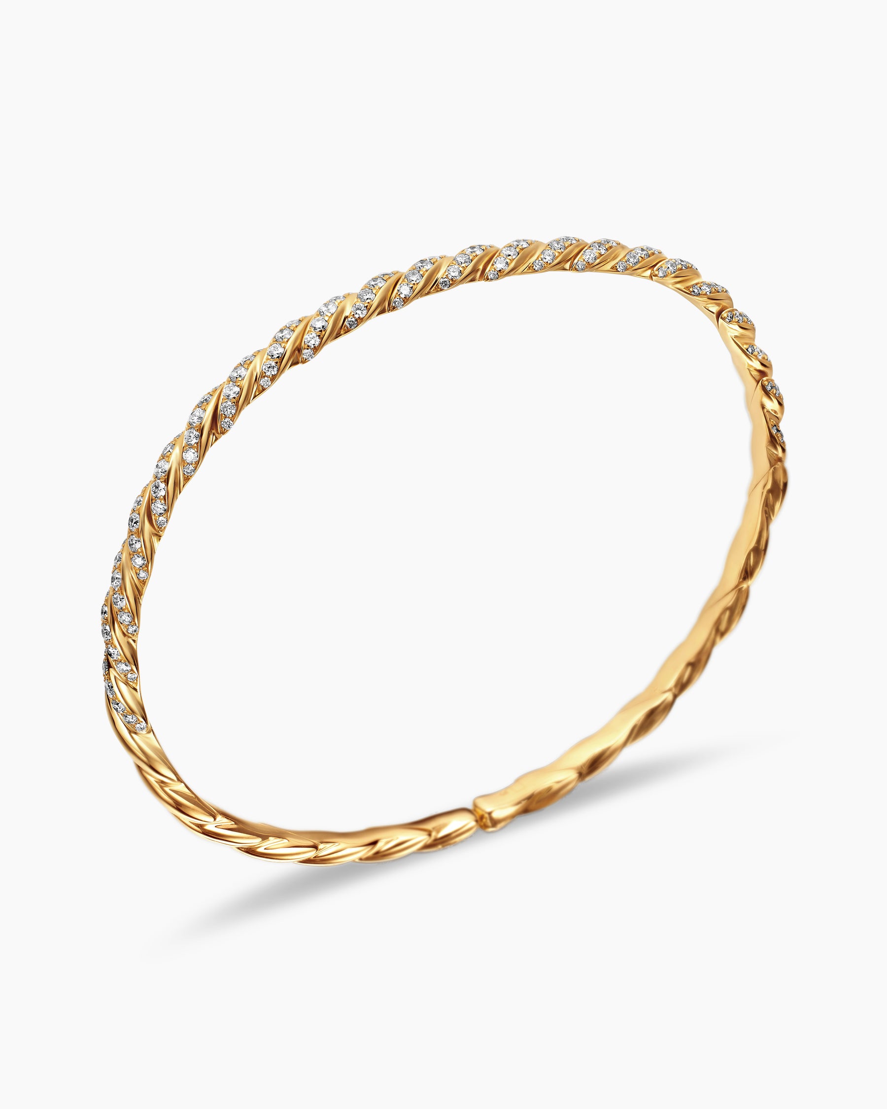 Sculpted Cable Flex Bracelet in 18K Yellow Gold with Diamonds, 3.5mm - Image 3