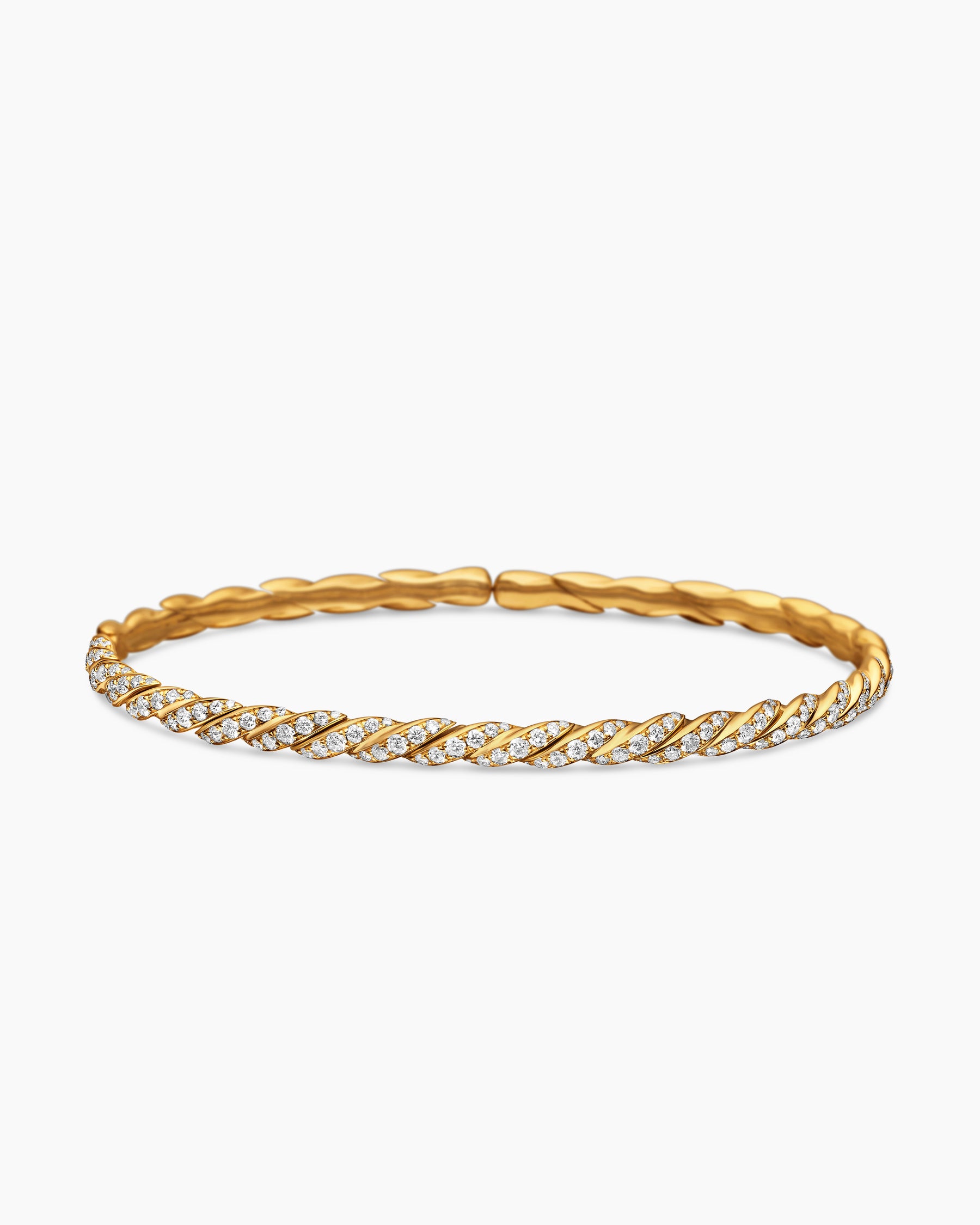 Sculpted Cable Flex Bracelet in 18K Yellow Gold with Diamonds, 3.5mm - Image 4