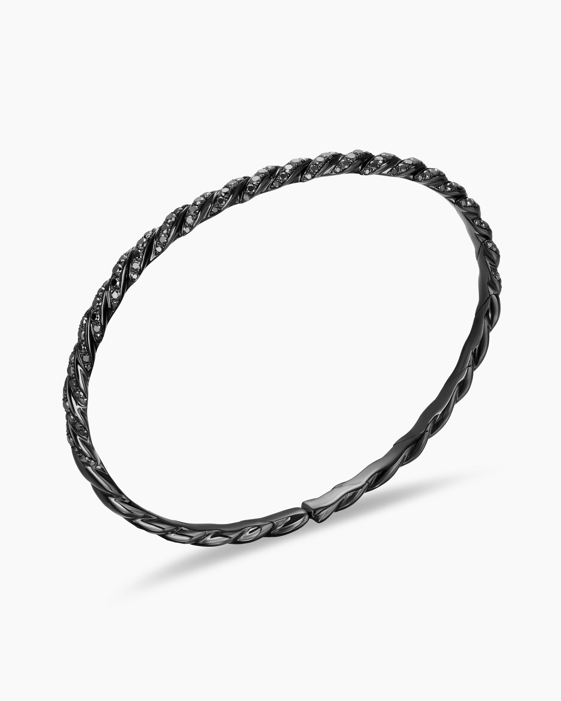 Sculpted Cable Flex Bracelet in 18K White Gold with Black Rhodium and Black Diamonds, 3.5mm - Image 3