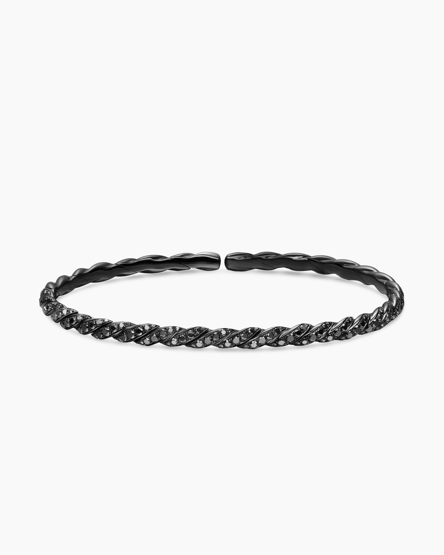 Sculpted Cable Flex Bracelet in 18K White Gold with Black Rhodium and Black Diamonds, 3.5mm - Image 4