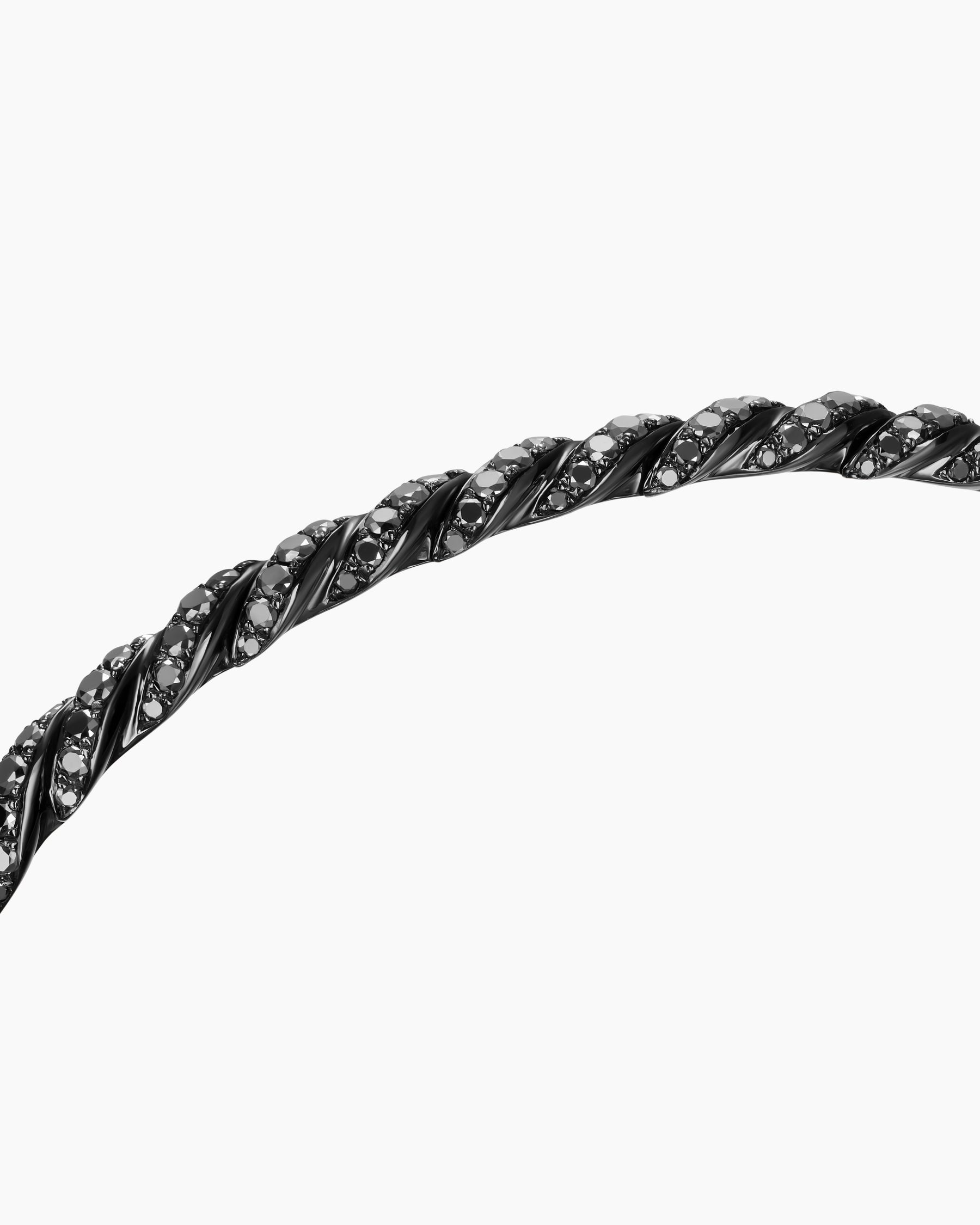 Sculpted Cable Flex Bracelet in 18K White Gold with Black Rhodium and Black Diamonds, 3.5mm - Image 5