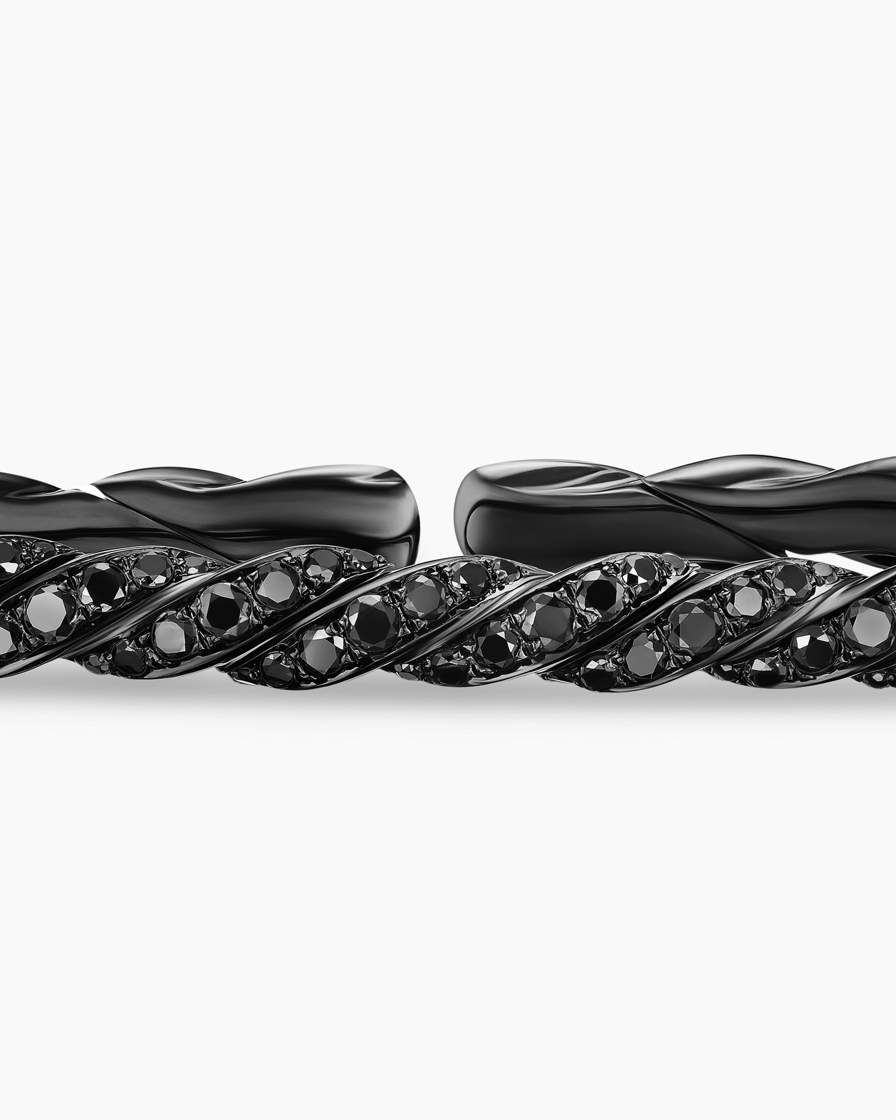 Sculpted Cable Flex Bracelet in 18K White Gold with Black Rhodium and Black Diamonds, 3.5mm - Image 6