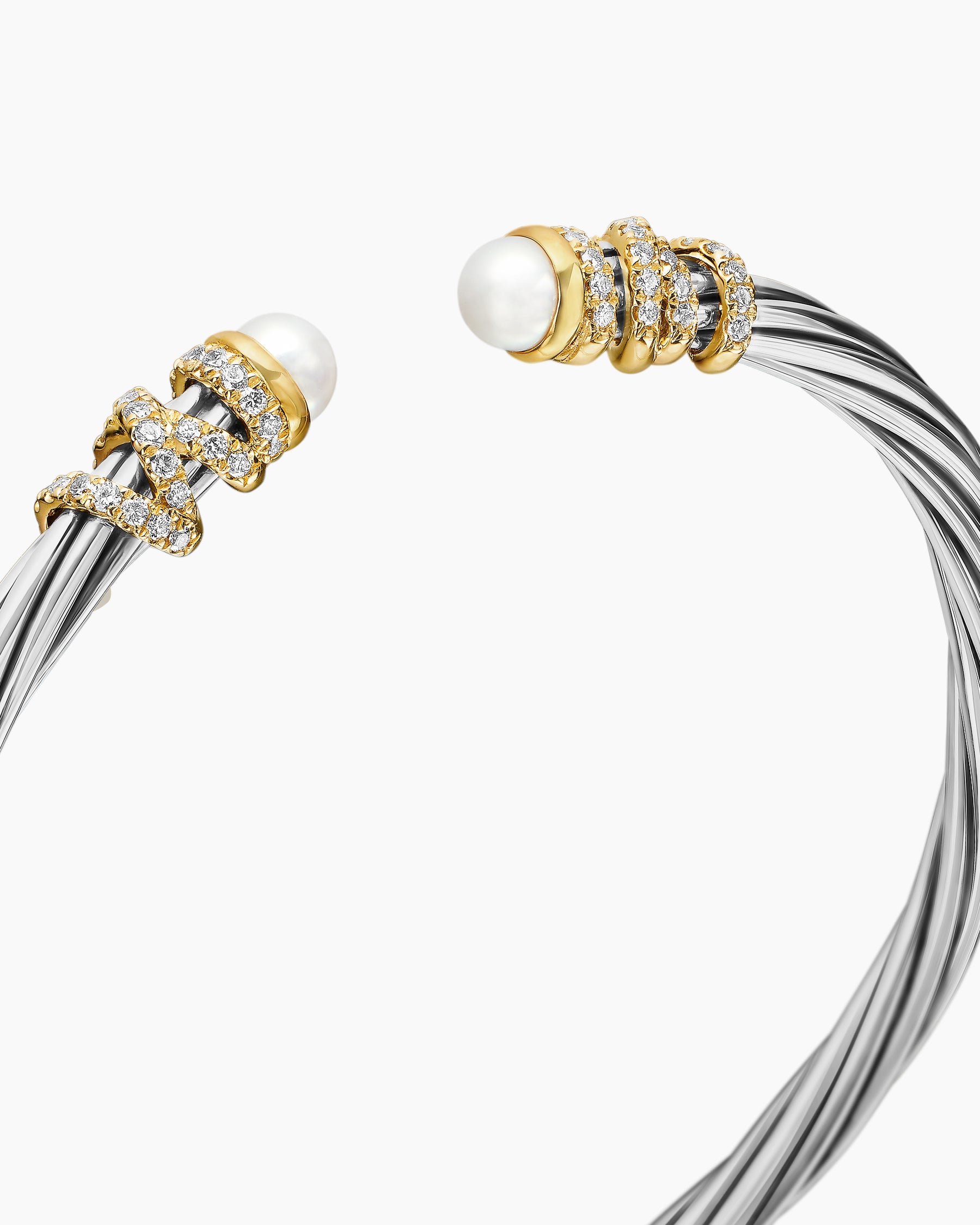 Helena Bracelet in Sterling Silver with 18K Yellow Gold, Pearls and Diamonds, 4mm - Image 5