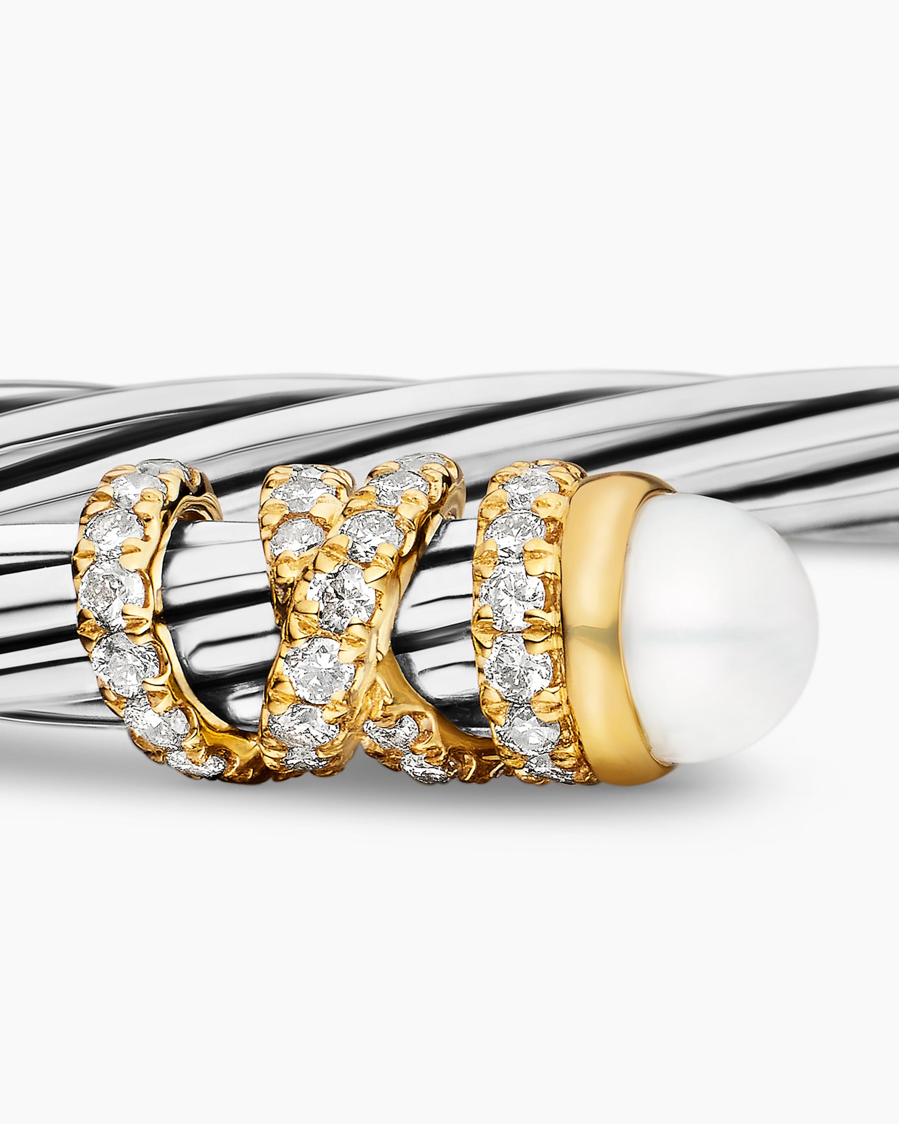 Helena Bracelet in Sterling Silver with 18K Yellow Gold, Pearls and Diamonds, 4mm - Image 6
