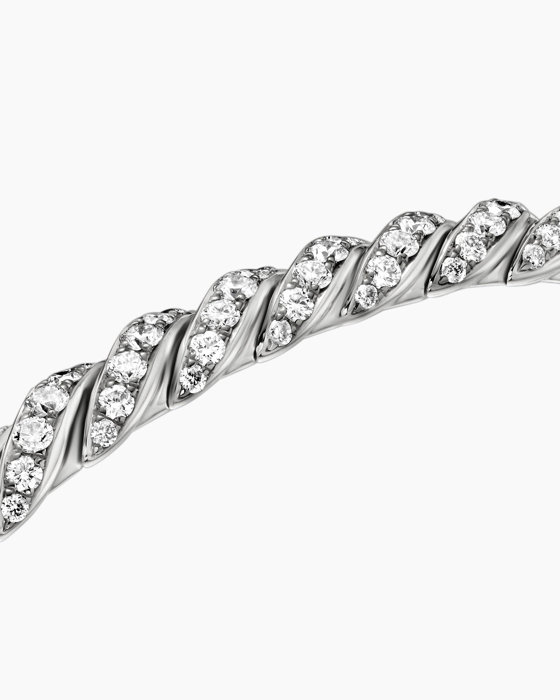Sculpted Cable Flex Bracelet in 18K White Gold with Diamonds, 5mm - Image 5