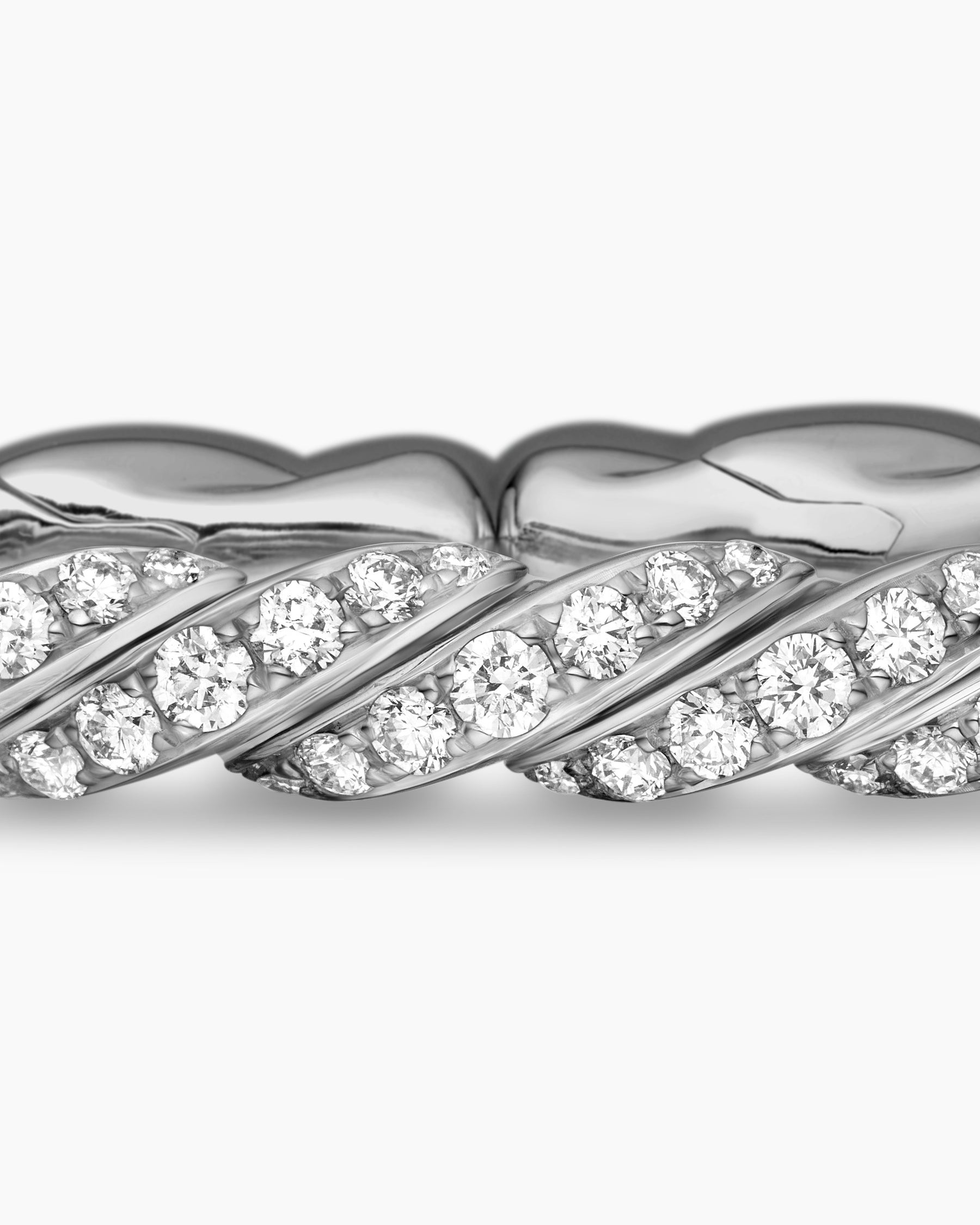 Sculpted Cable Flex Bracelet in 18K White Gold with Diamonds, 5mm - Image 6