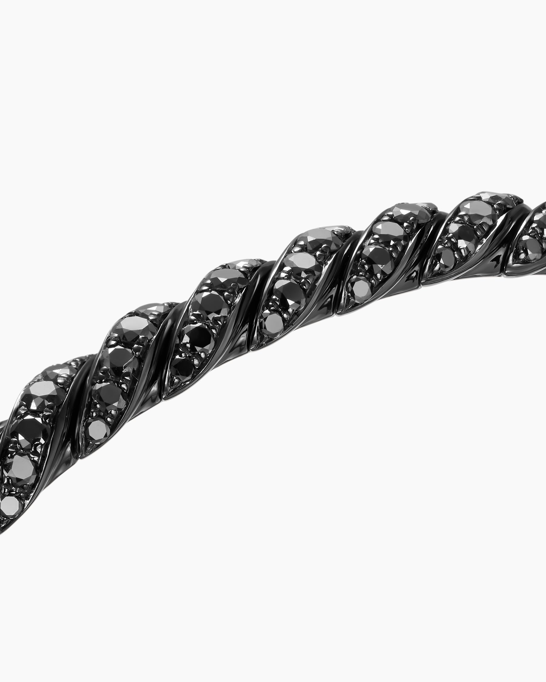 Sculpted Cable Flex Bracelet in 18K White Gold with Black Rhodium and Black Diamonds, 5mm - Image 5