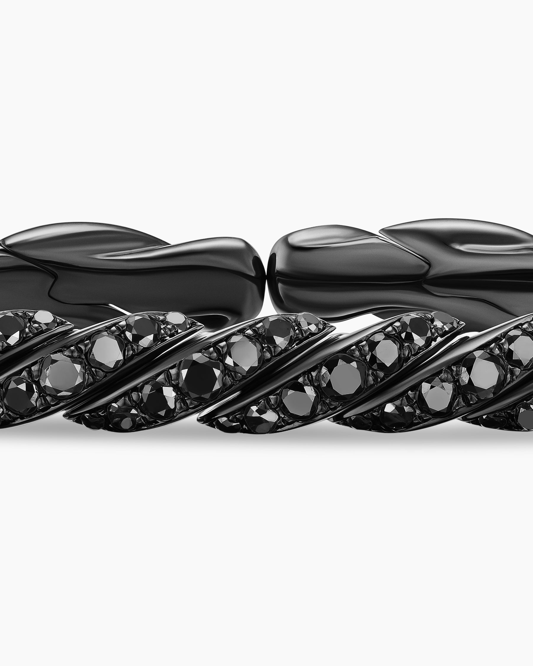 Sculpted Cable Flex Bracelet in 18K White Gold with Black Rhodium and Black Diamonds, 5mm - Image 6