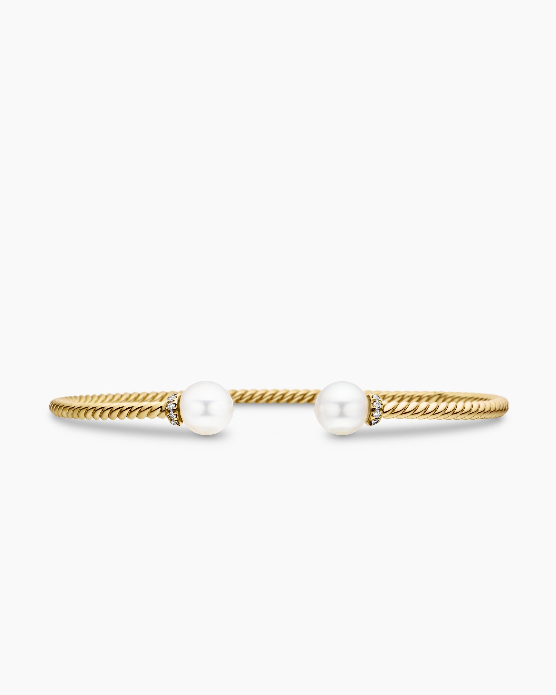 Solari Cablespira Bracelet in 18K Yellow Gold with Pearls and Diamonds, 2.3mm