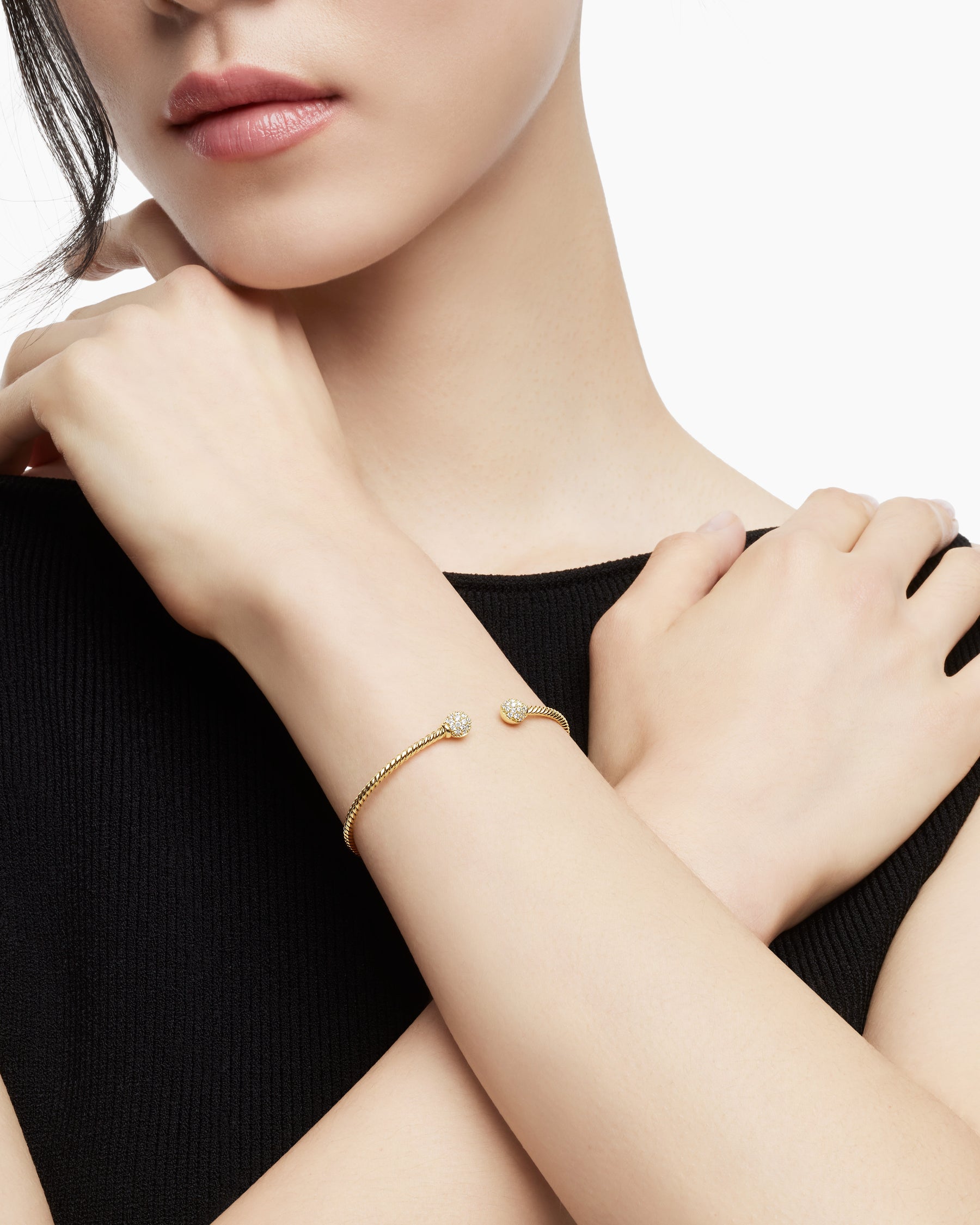 Solari Cablespira Bracelet in 18K Yellow Gold with Diamonds, 2.3mm - Image 7
