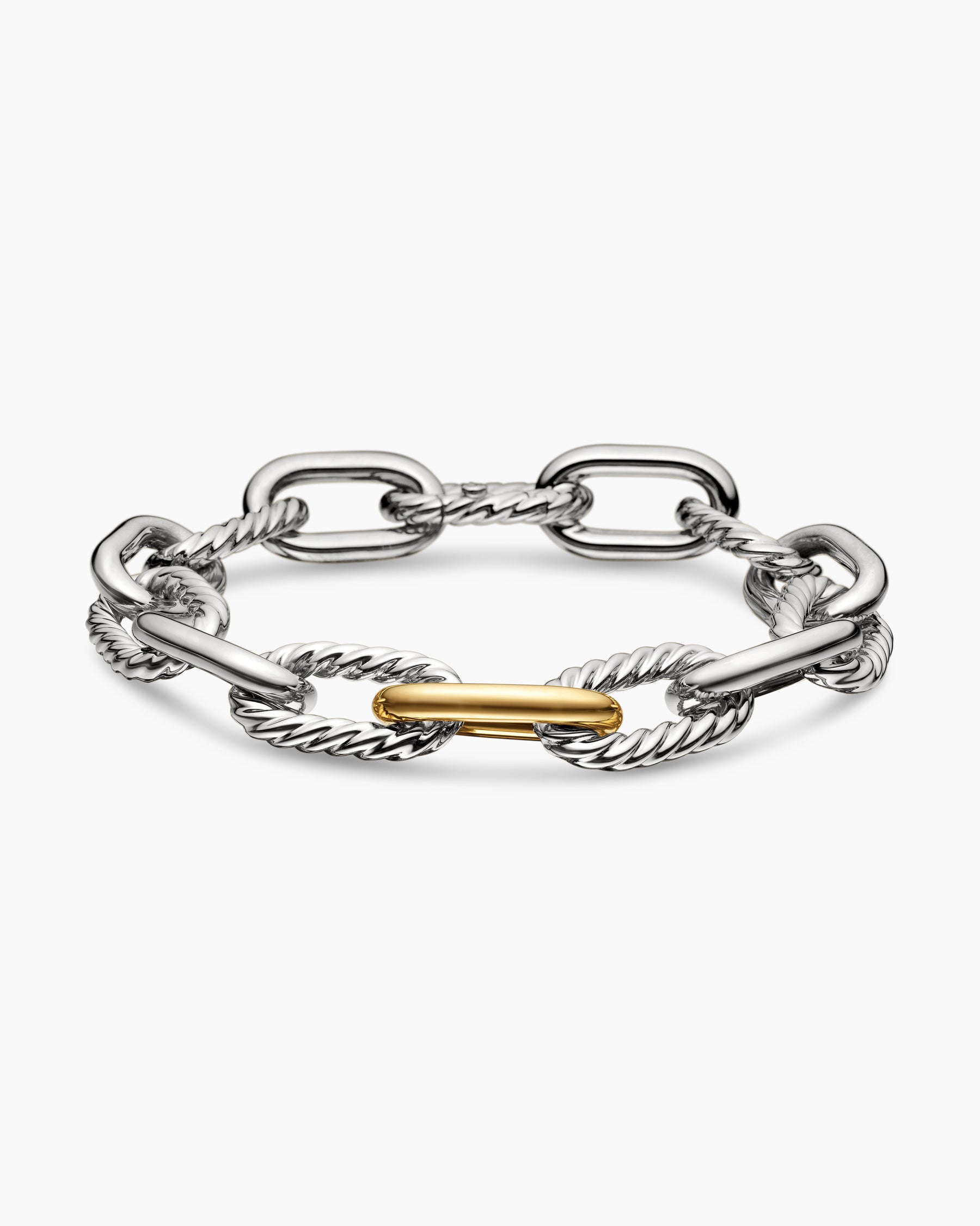 DY Madison Chain Bracelet in Sterling Silver with 18K Yellow Gold, 11mm