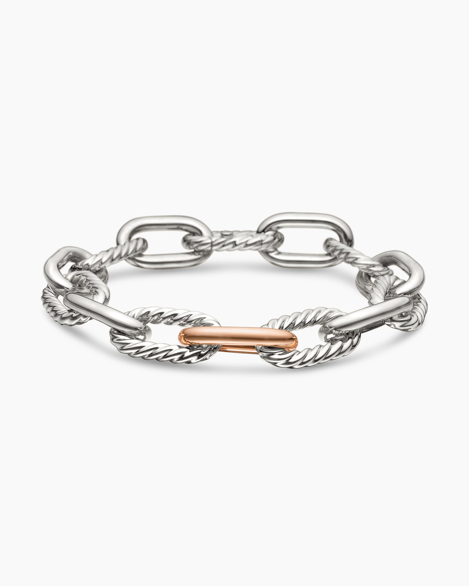 DY Madison Chain Bracelet in Sterling Silver with 18K Rose Gold, 11mm