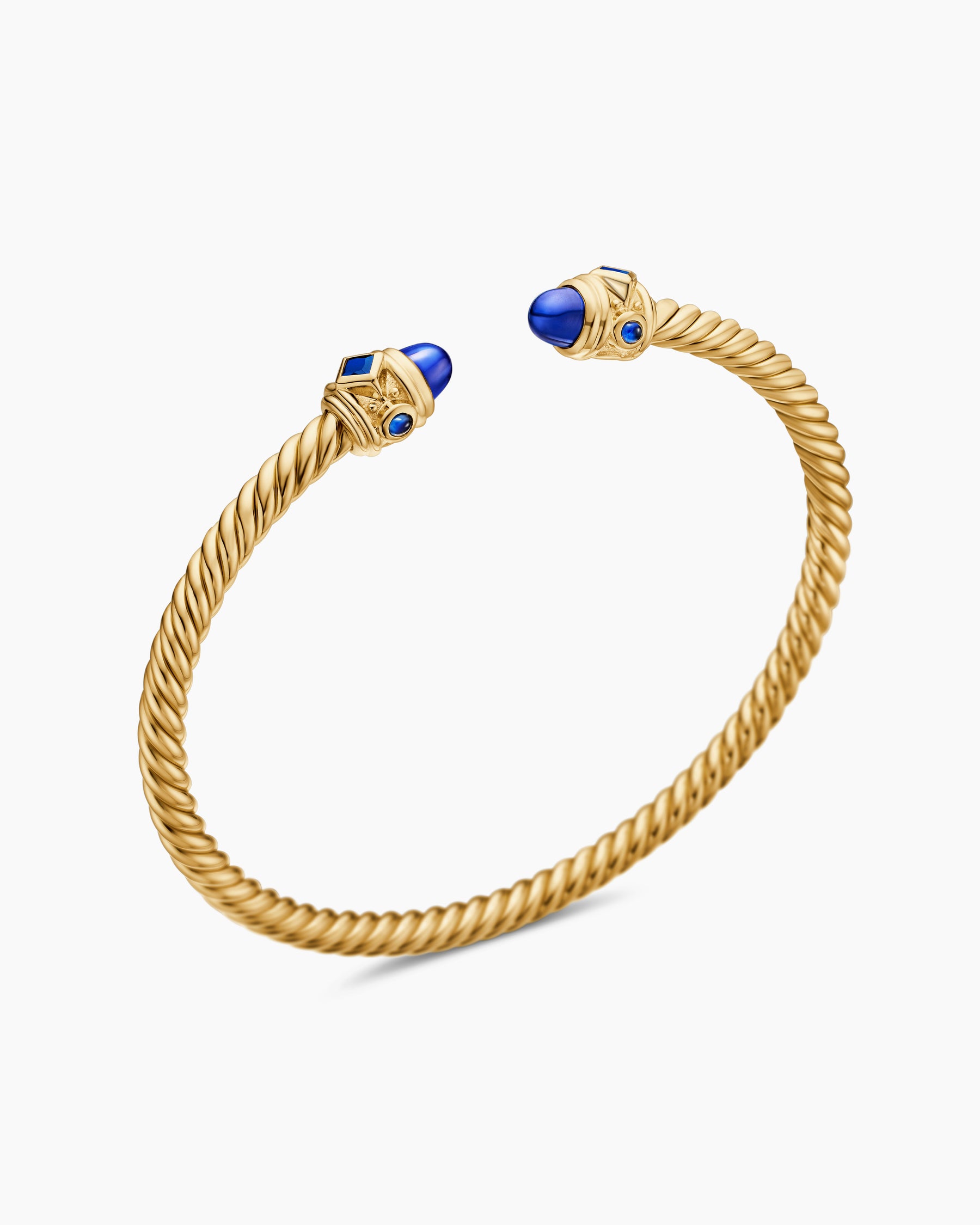Renaissance Cablespira Bracelet in 18K Yellow Gold with Blue Sapphires, 3.5mm - Image 3