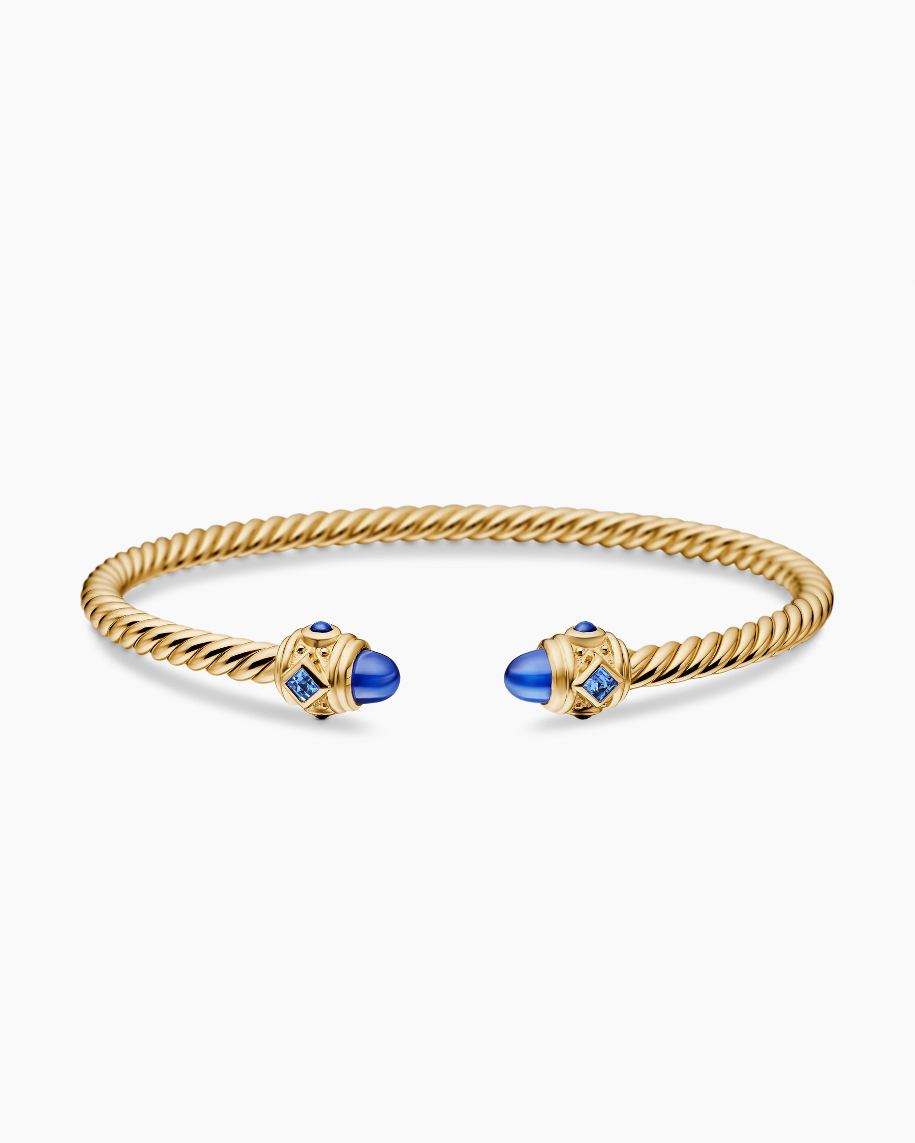 Renaissance Cablespira Bracelet in 18K Yellow Gold with Blue Sapphires, 3.5mm - Image 4