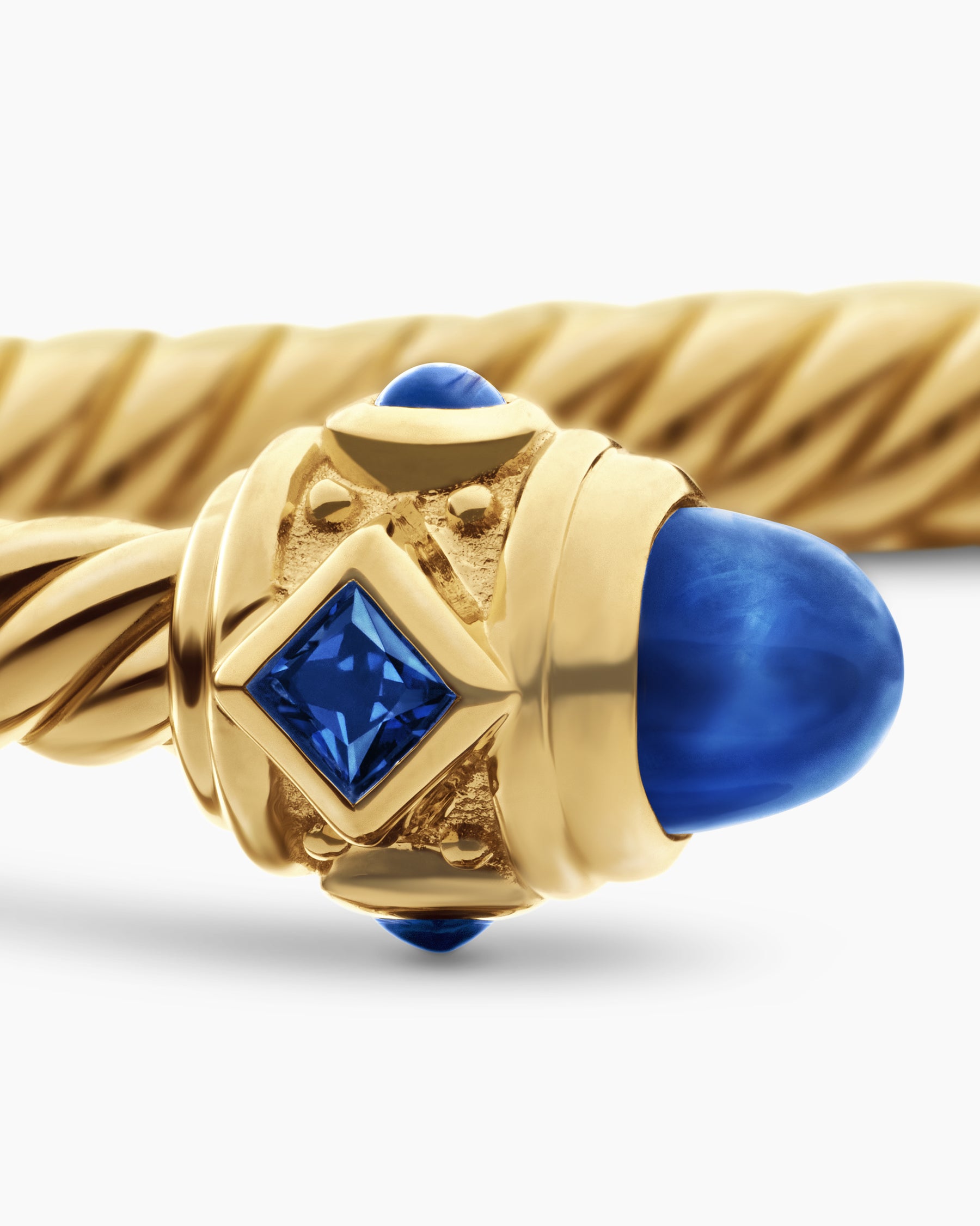 Renaissance Cablespira Bracelet in 18K Yellow Gold with Blue Sapphires, 3.5mm - Image 6
