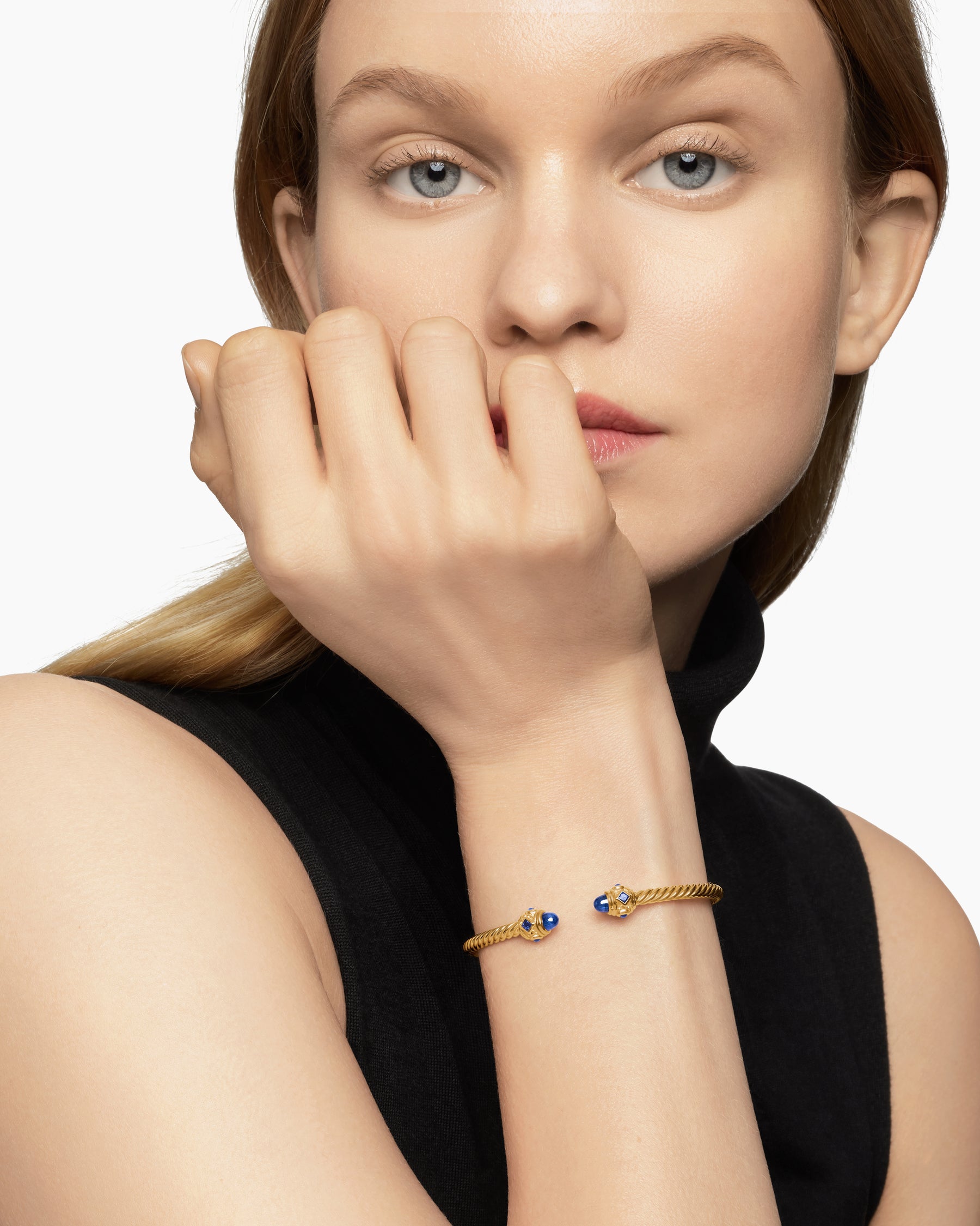 Renaissance Cablespira Bracelet in 18K Yellow Gold with Blue Sapphires, 3.5mm - Image 7