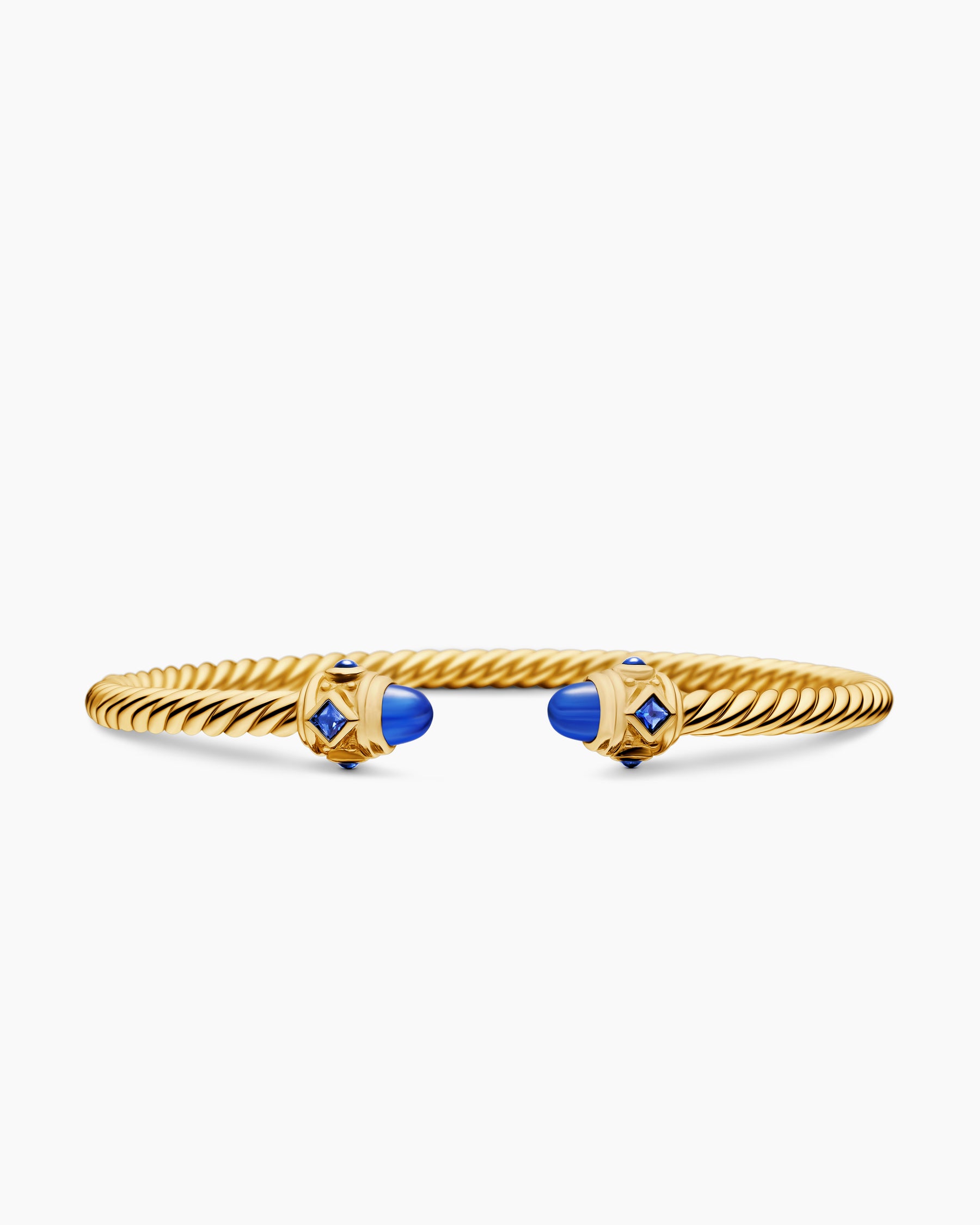 Renaissance Cablespira Bracelet in 18K Yellow Gold with Blue Sapphires, 3.5mm