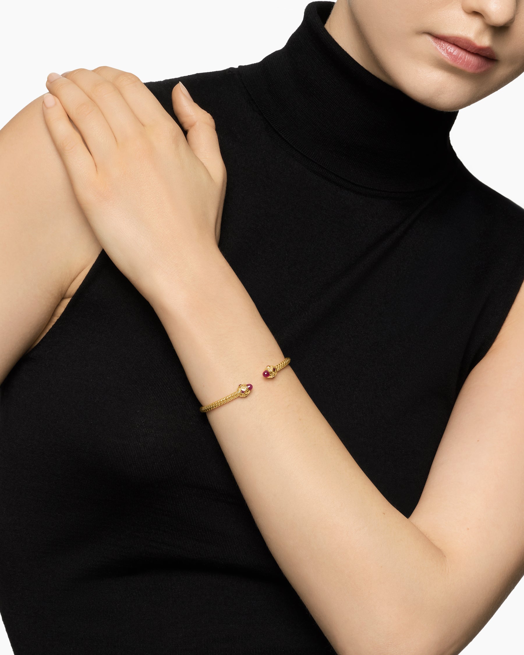 Alternative view of Renaissance Cablespira Bracelet in 18K Yellow Gold with Rubies, 3.5mm