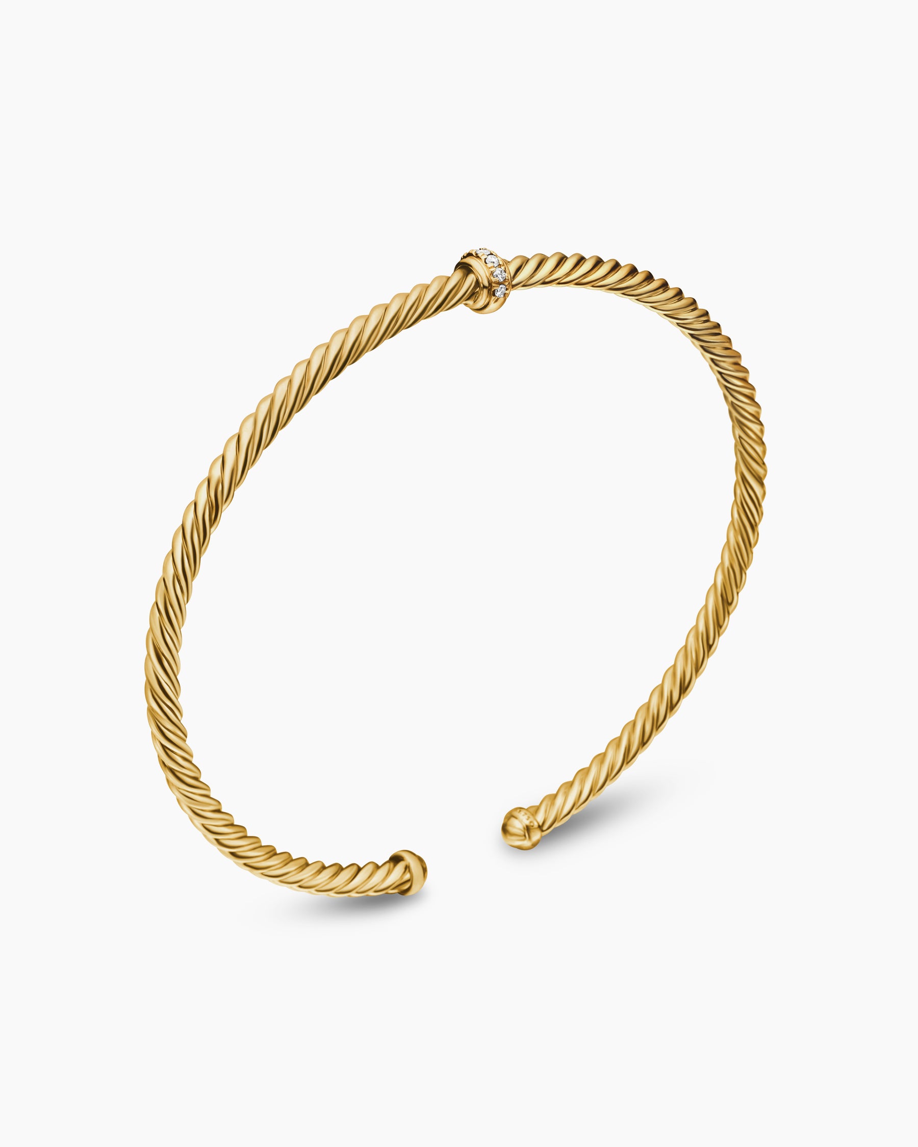 Classic Cablespira Station Bracelet in 18K Yellow Gold with Diamonds, 3mm - Image 3