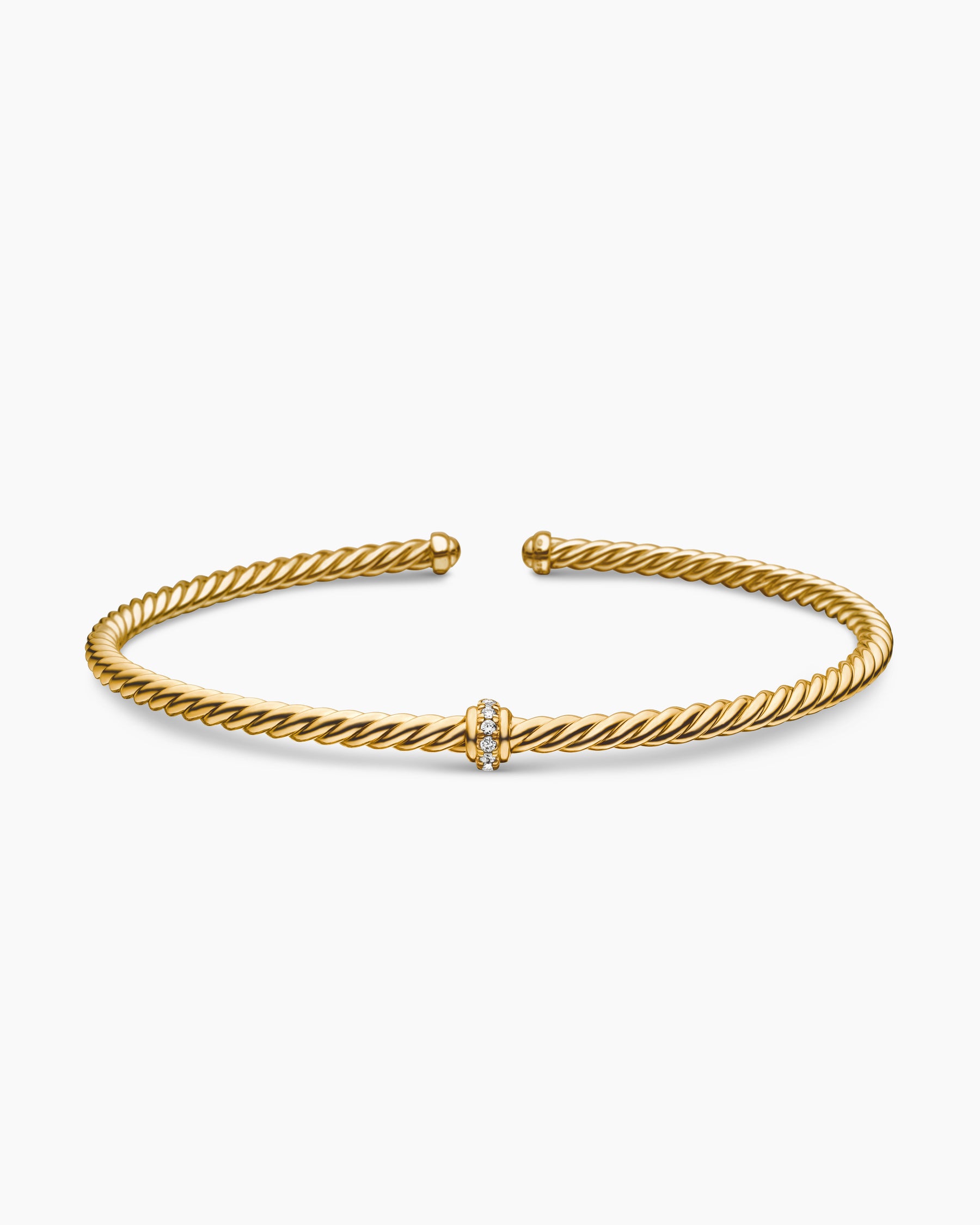 Classic Cablespira Station Bracelet in 18K Yellow Gold with Diamonds, 3mm - Image 4