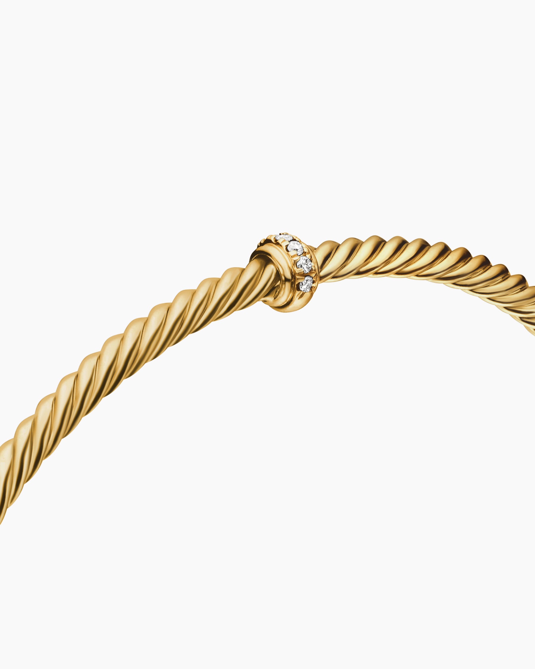 Classic Cablespira Station Bracelet in 18K Yellow Gold with Diamonds, 3mm - Image 5