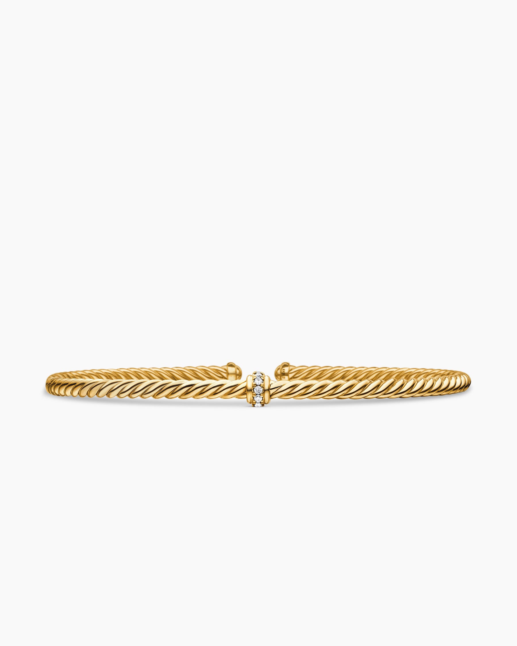 Classic Cablespira Station Bracelet in 18K Yellow Gold with Diamonds, 3mm