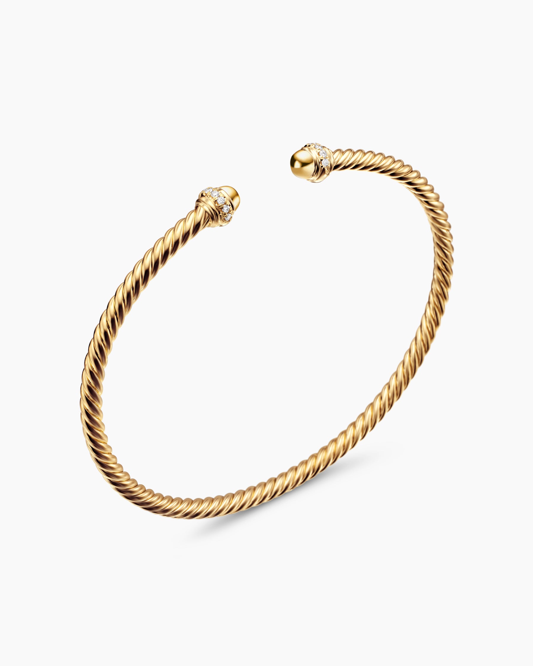 Classic Cablespira Bracelet in 18K Yellow Gold with Diamonds, 3mm - Image 3