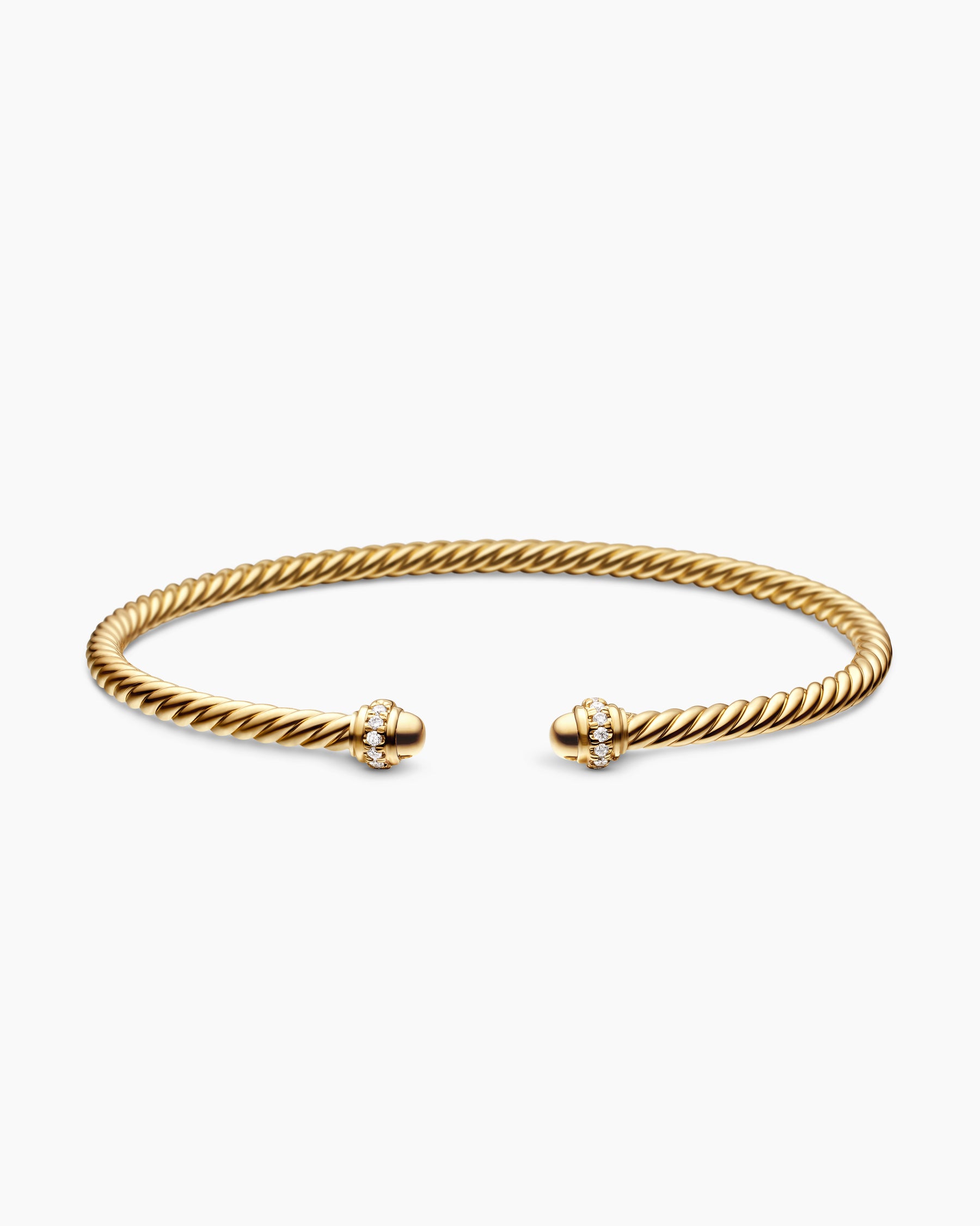 Classic Cablespira Bracelet in 18K Yellow Gold with Diamonds, 3mm - Image 4