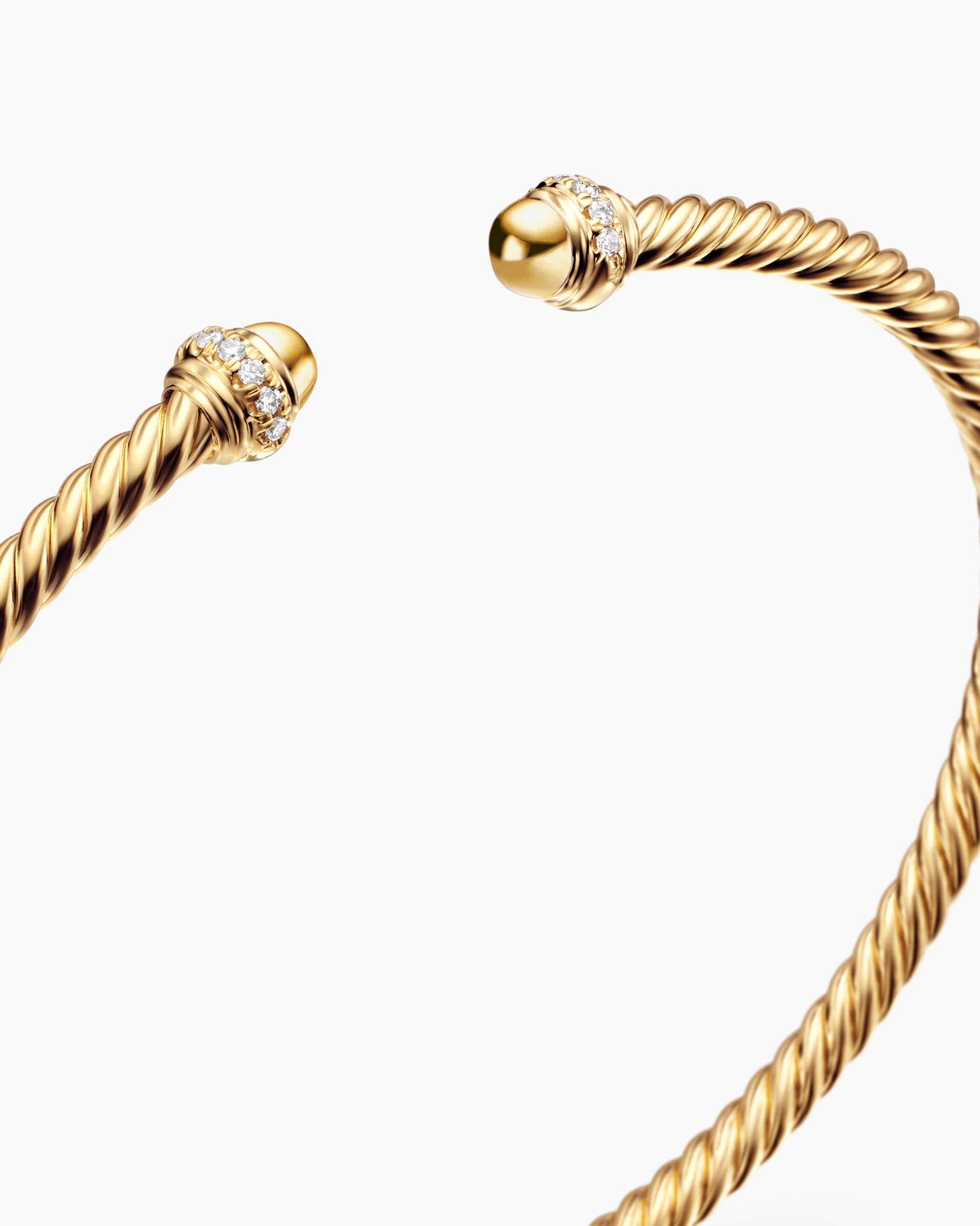 Classic Cablespira Bracelet in 18K Yellow Gold with Diamonds, 3mm - Image 5