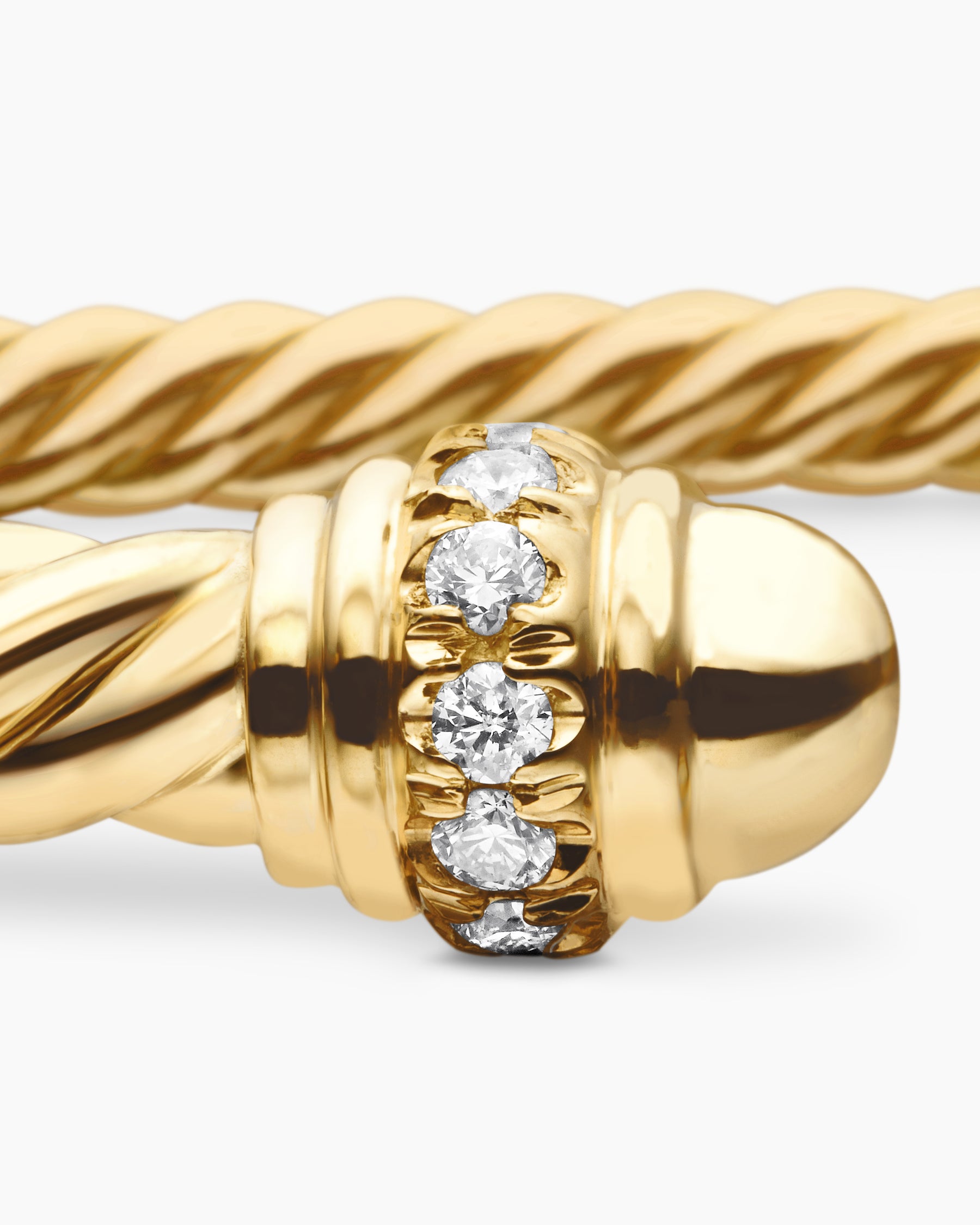 Classic Cablespira Bracelet in 18K Yellow Gold with Diamonds, 3mm - Image 6