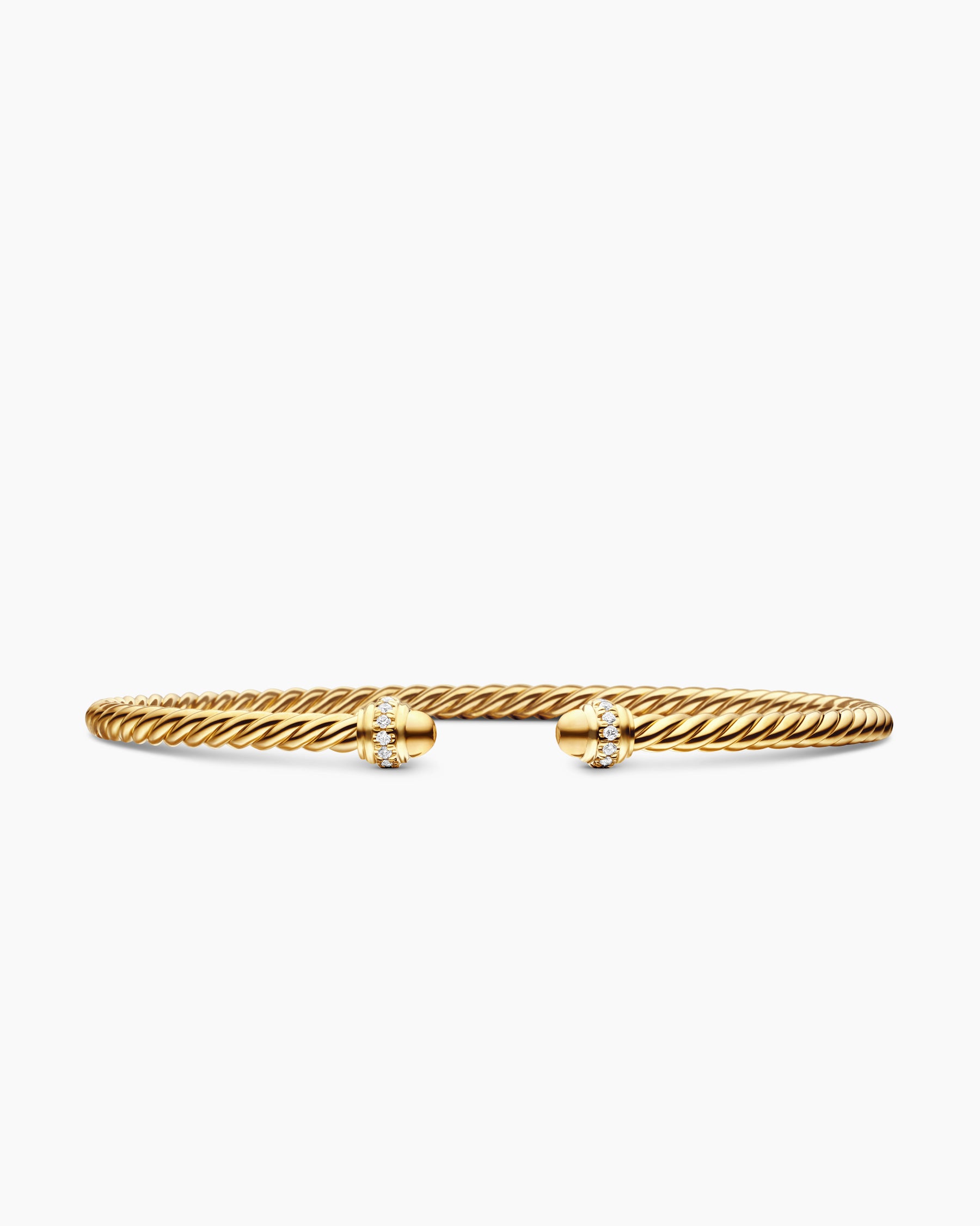 Classic Cablespira Bracelet in 18K Yellow Gold with Diamonds, 3mm