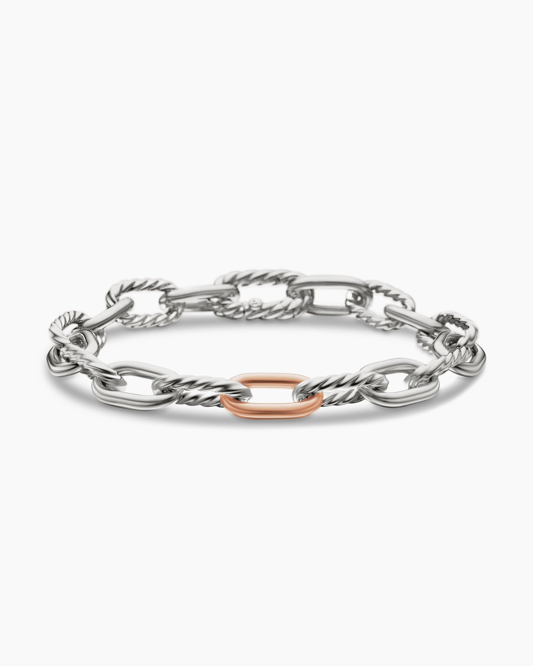 DY Madison Chain Bracelet in Sterling Silver with 18K Rose Gold, 8.5mm