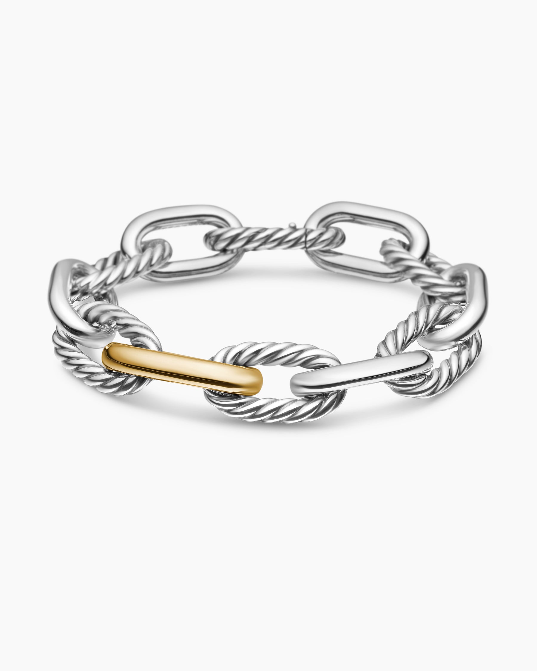 DY Madison Chain Bracelet in Sterling Silver with 18K Yellow Gold, 13.5mm