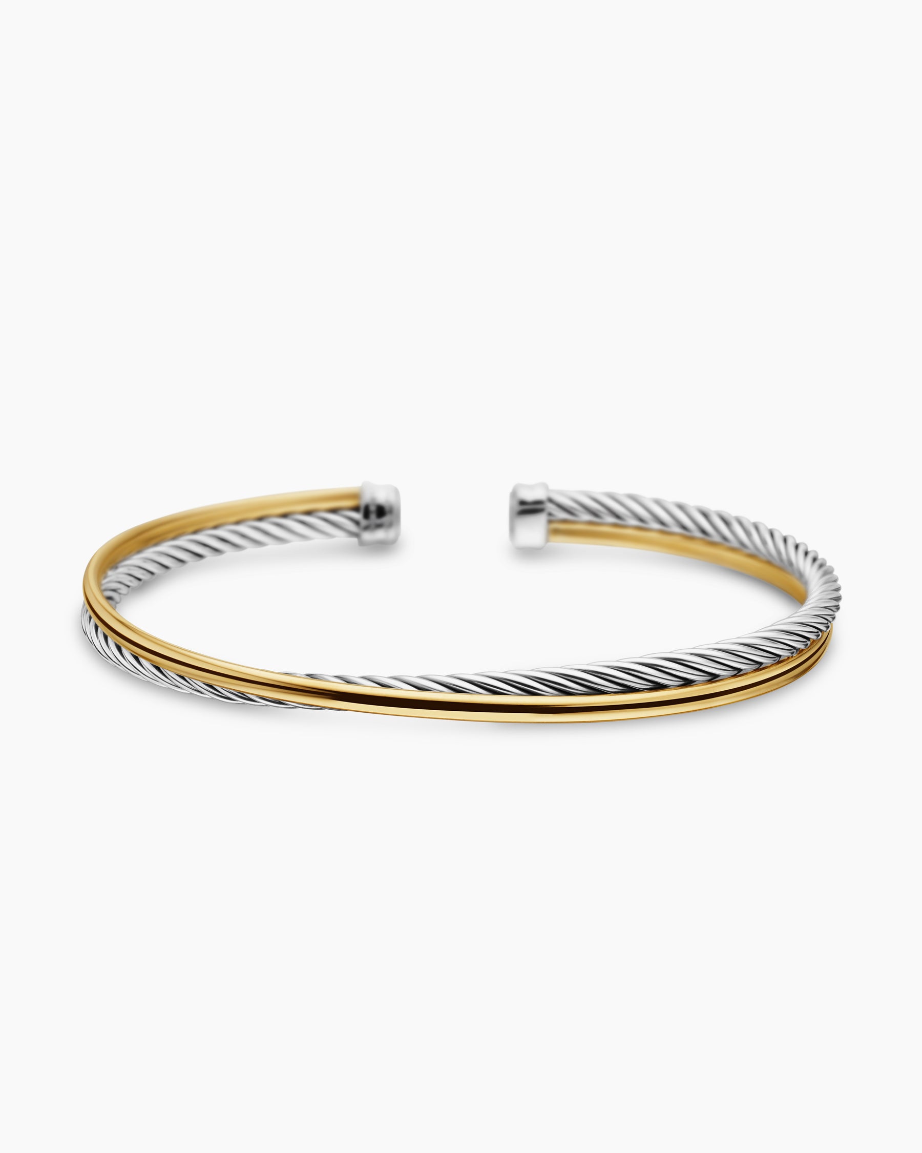 Crossover Bracelet in Sterling Silver with 18K Yellow Gold, 3mm - Image 4